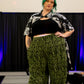Knock Out Green Zebra Pleated Elyse Pants
