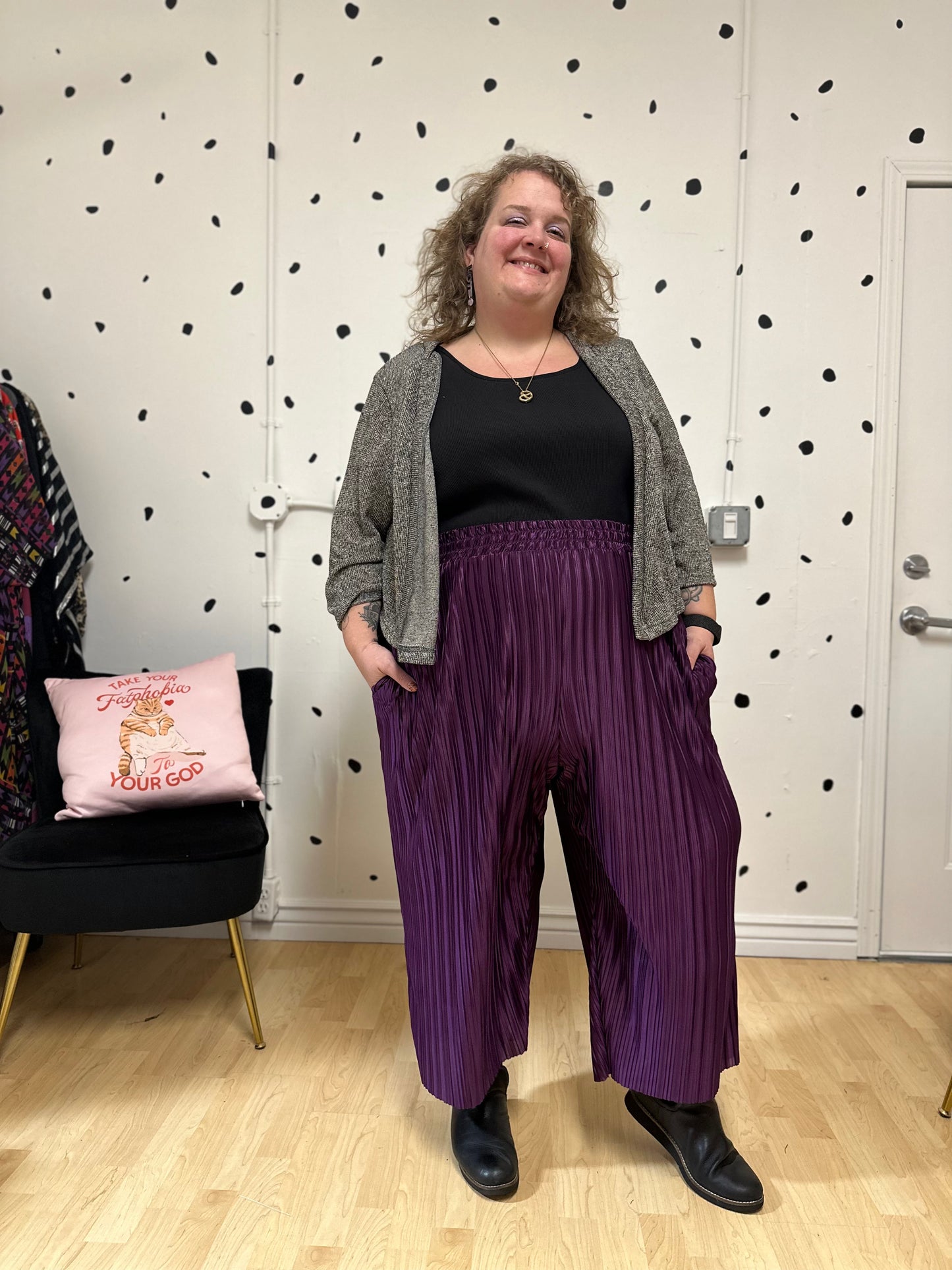 Knock Out Purple Pleated Elyse Pants