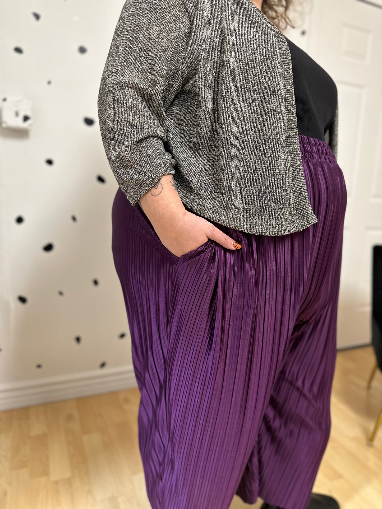 Knock Out Purple Pleated Elyse Pants