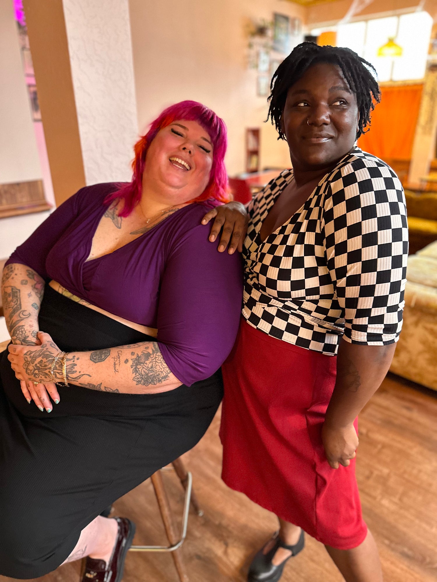 Checkered Tori Wrap Top