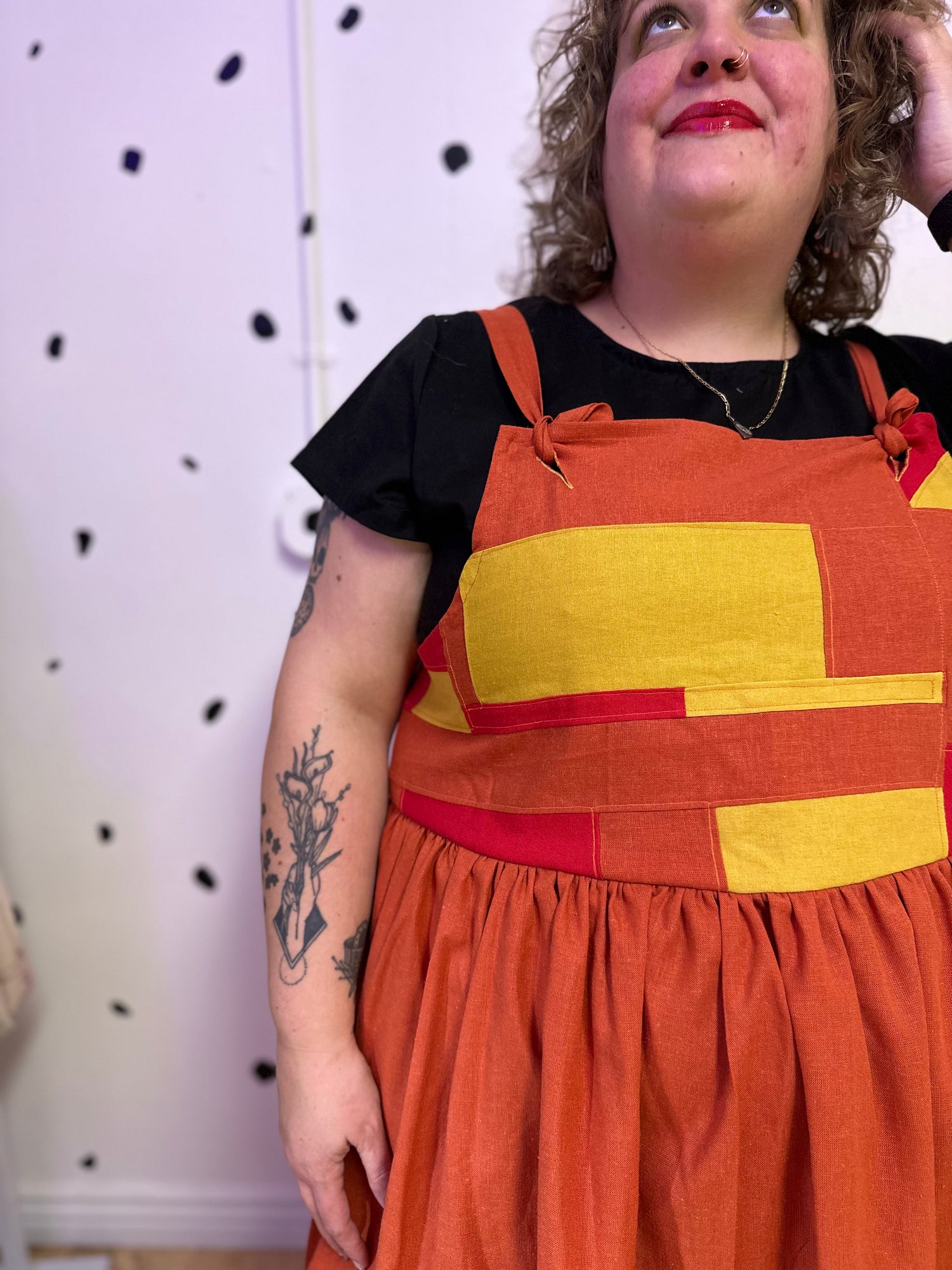 Patchwork Linen Overall Dress