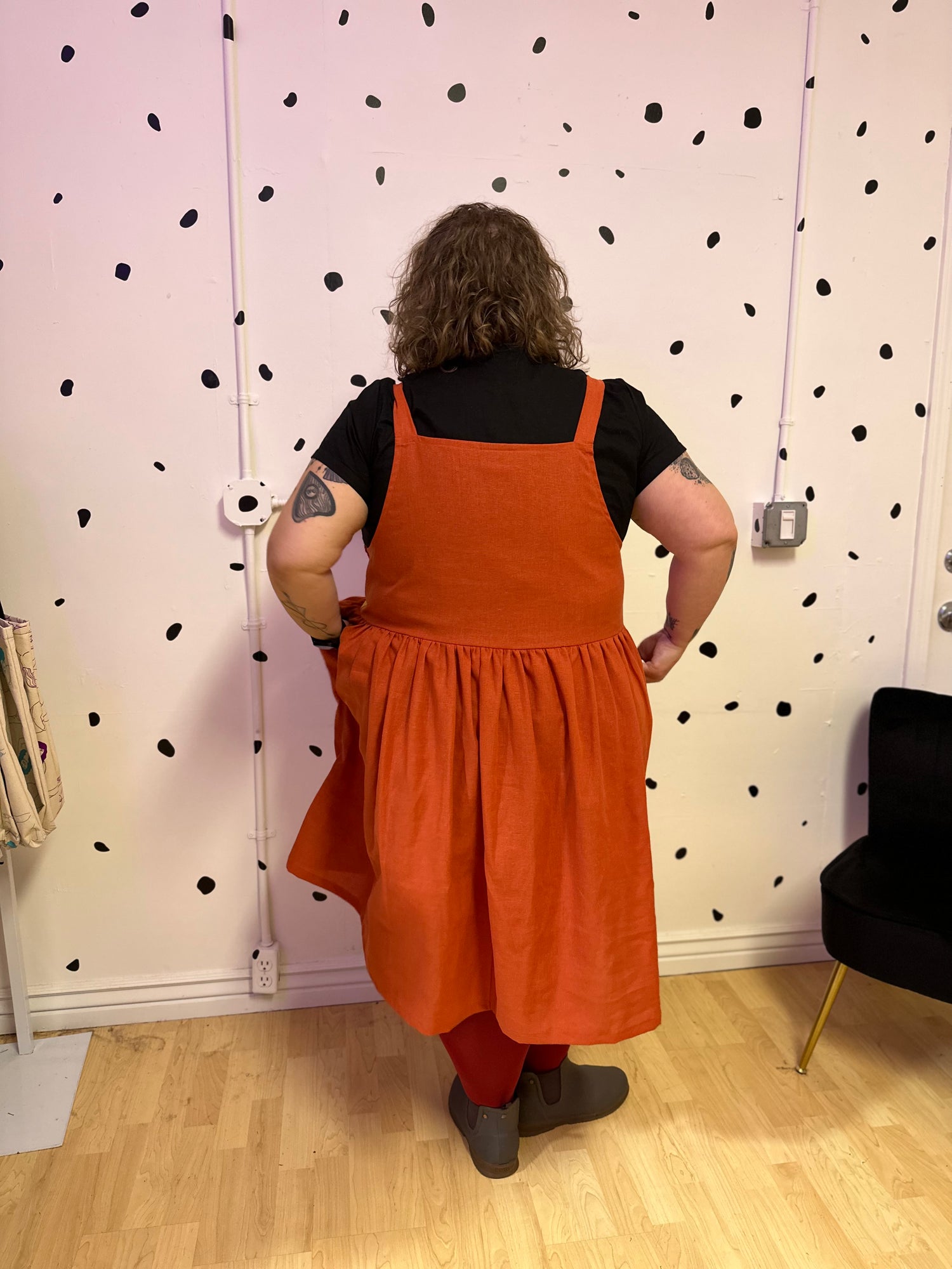 Patchwork Linen Overall Dress