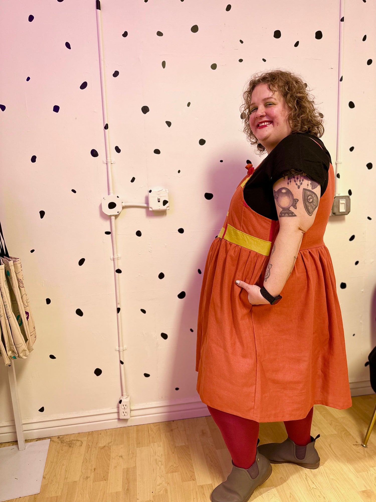 Patchwork Linen Overall Dress