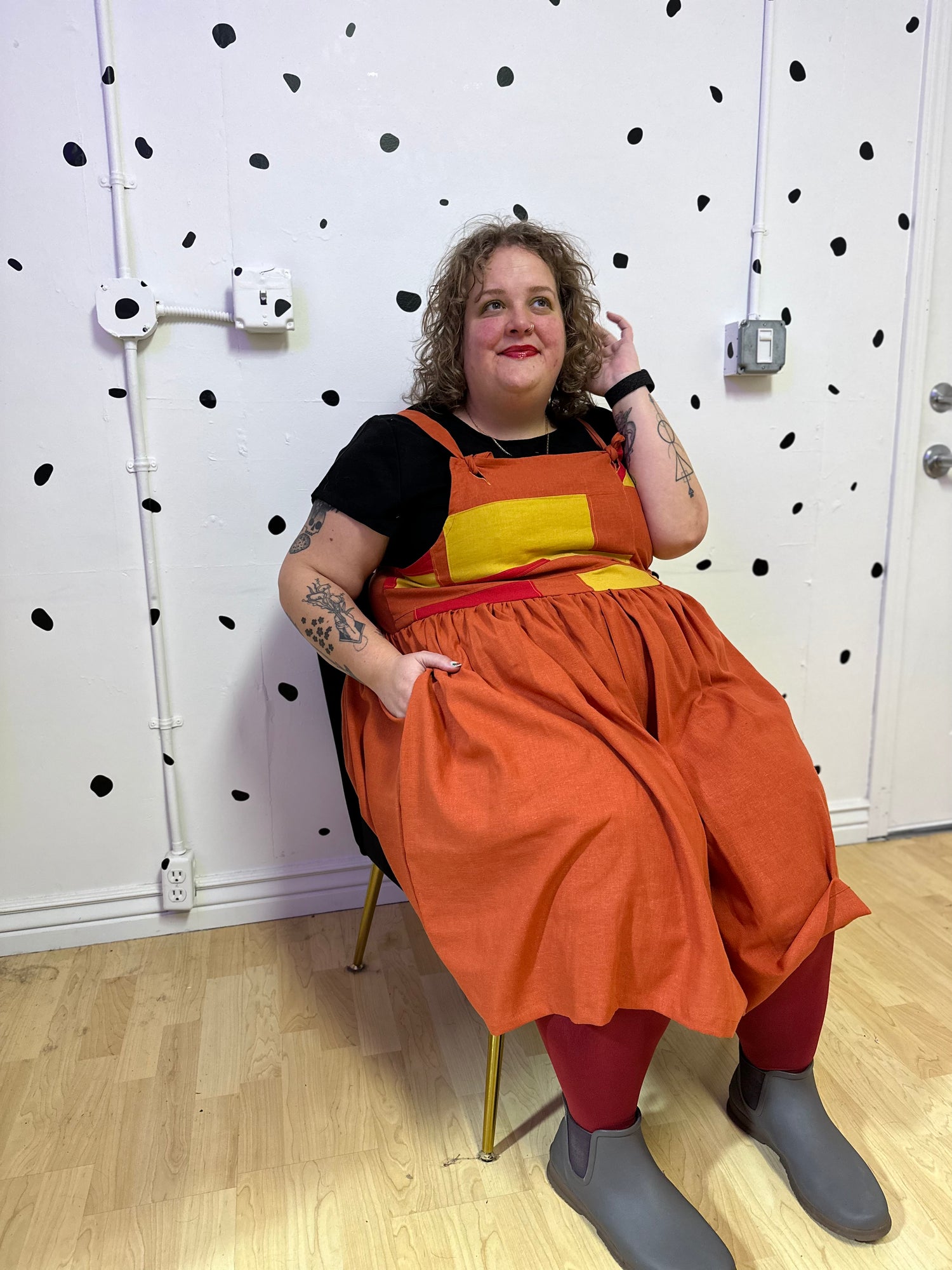 Patchwork Linen Overall Dress