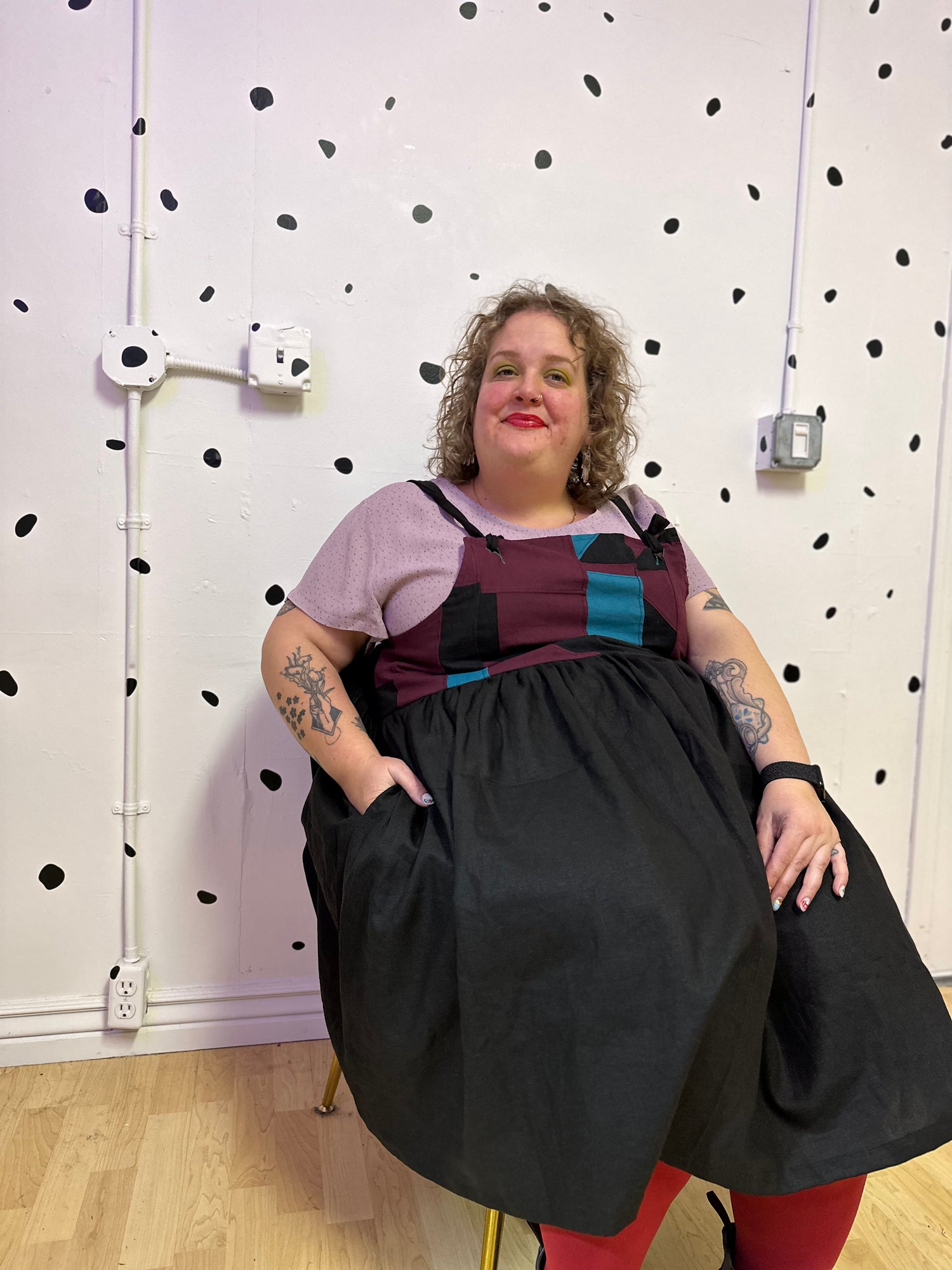 Patchwork Linen Overall Dress