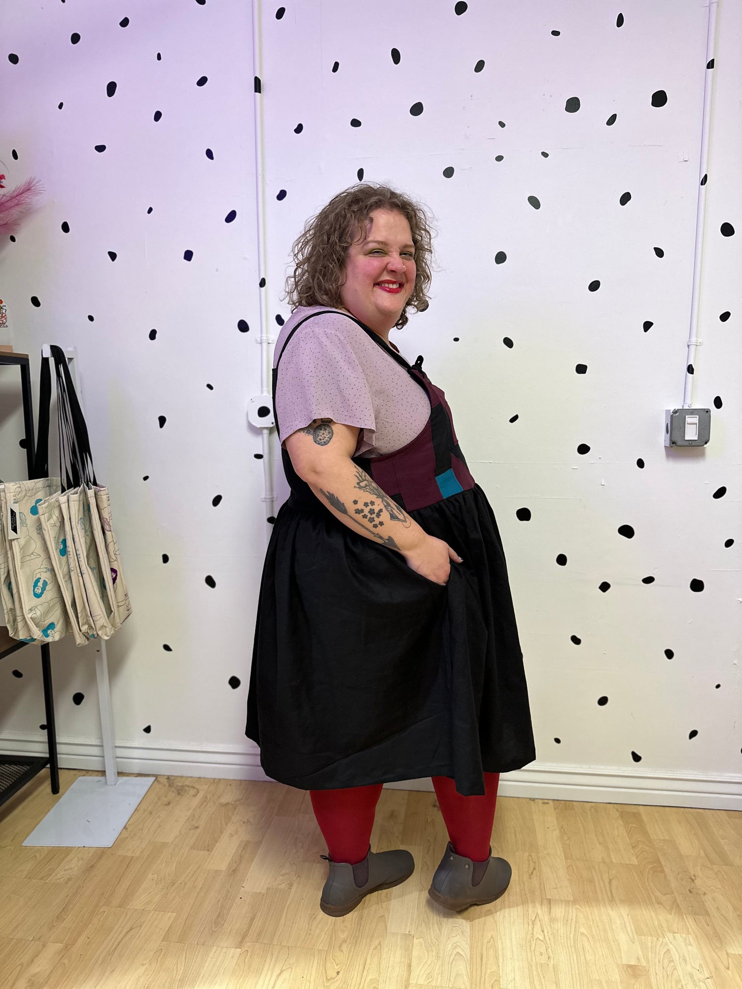 Patchwork Linen Overall Dress