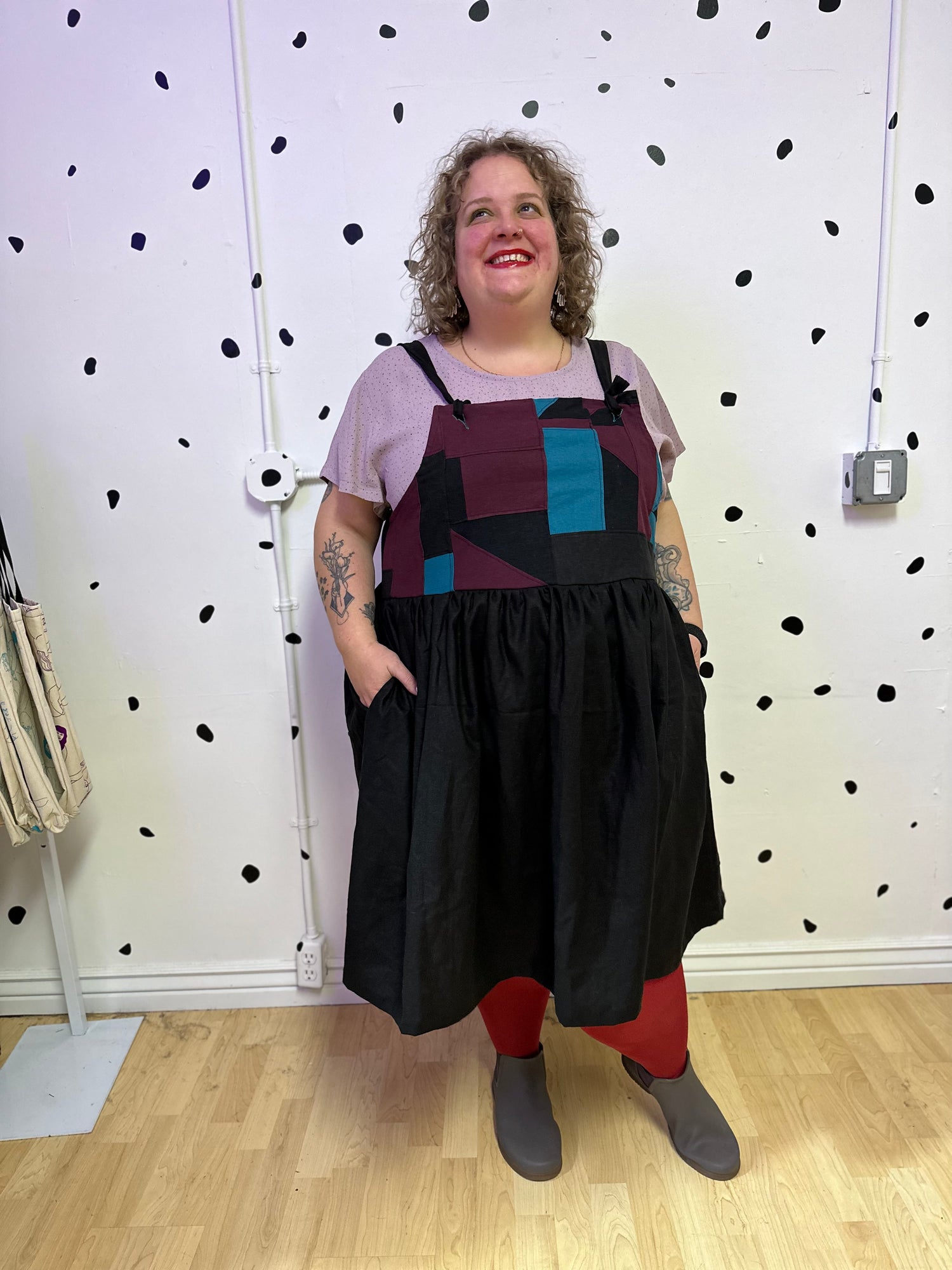 Patchwork Linen Overall Dress