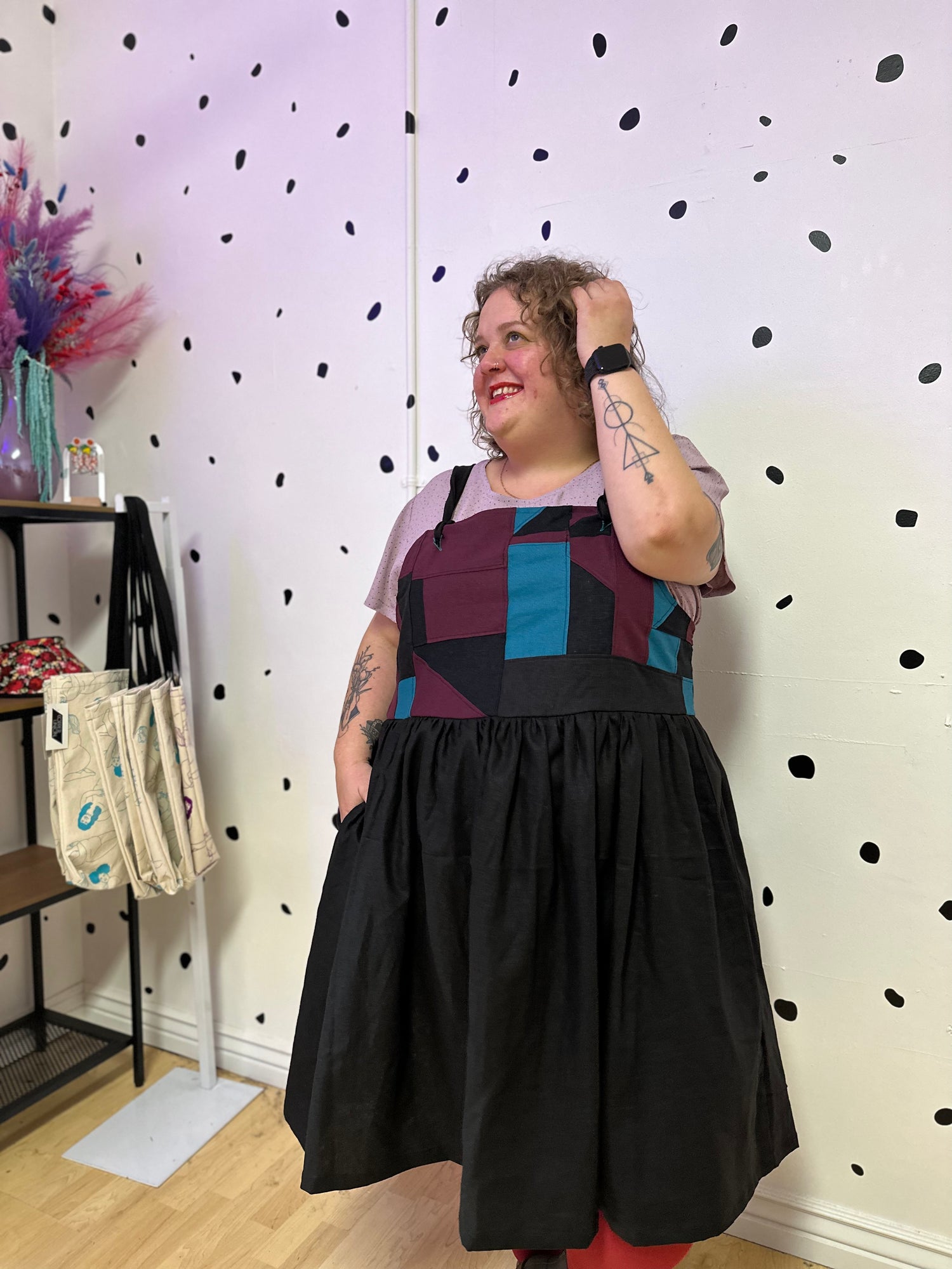 Patchwork Linen Overall Dress