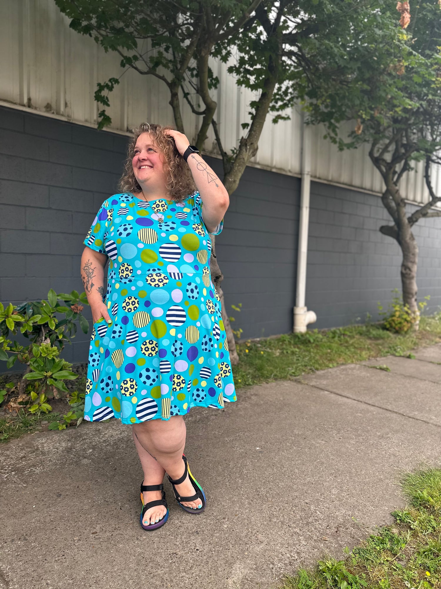 Blue Abstract Dot Katie Dress