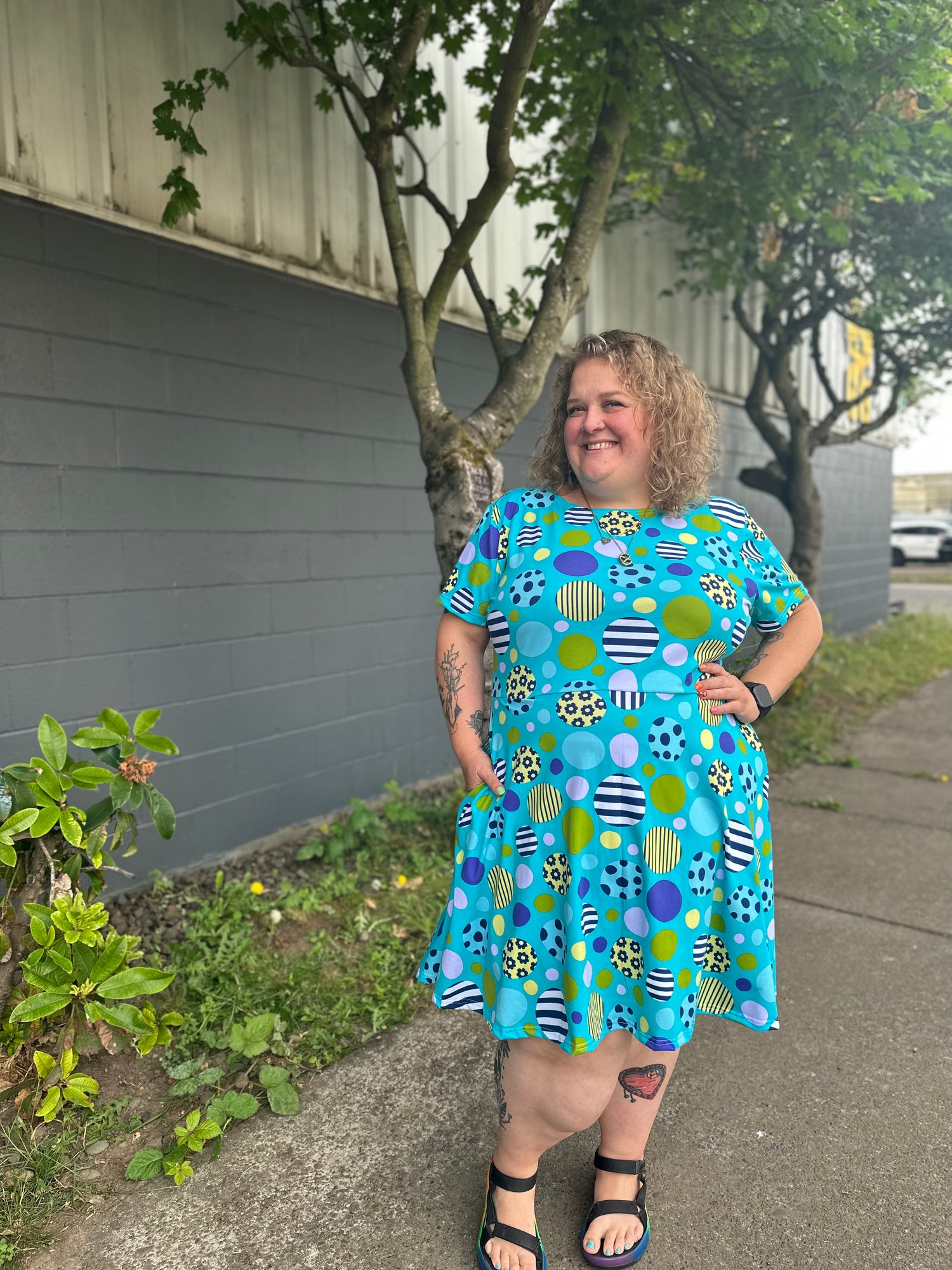 Blue Abstract Dot Katie Dress