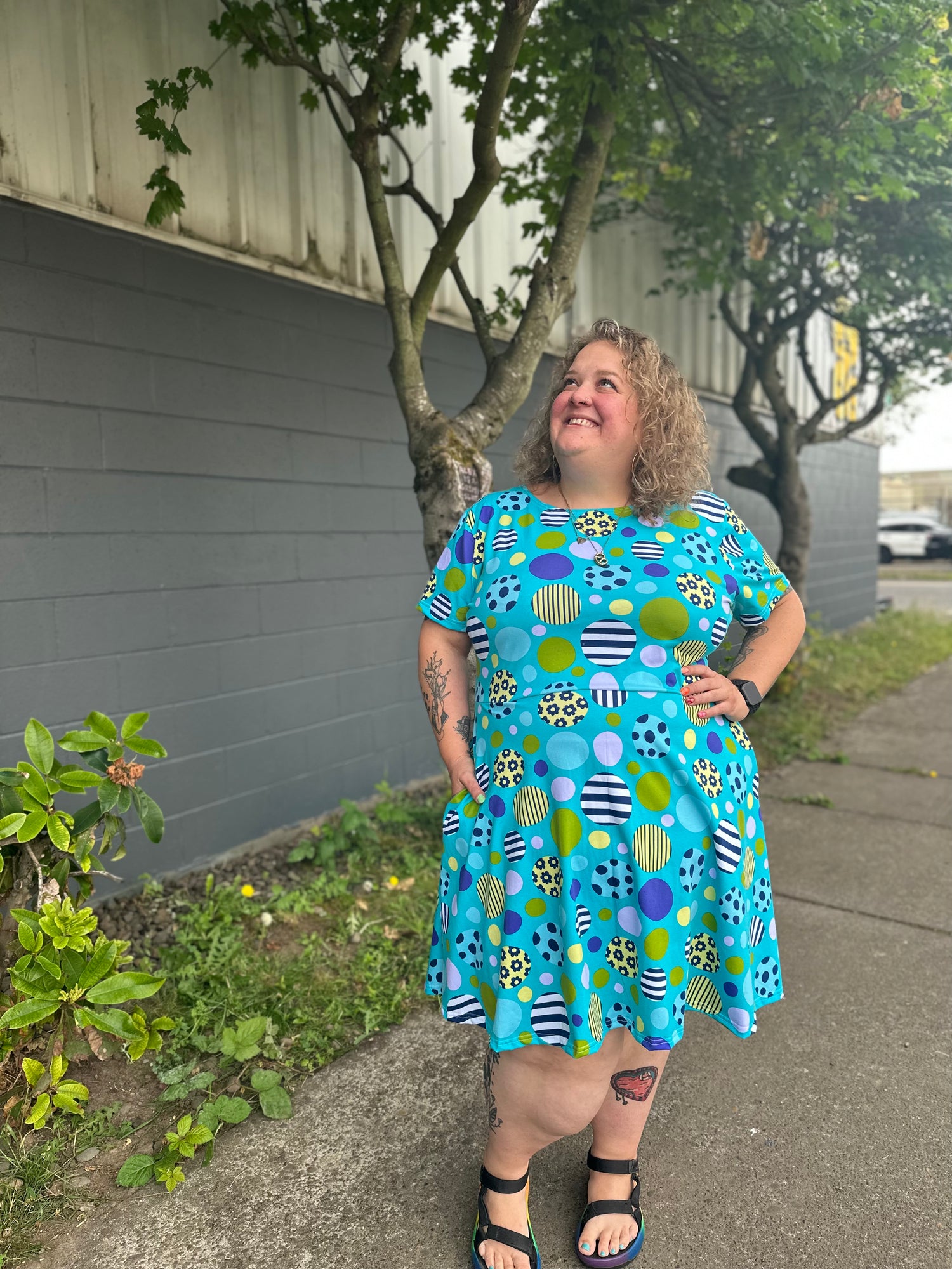 Blue Abstract Dot Katie Dress