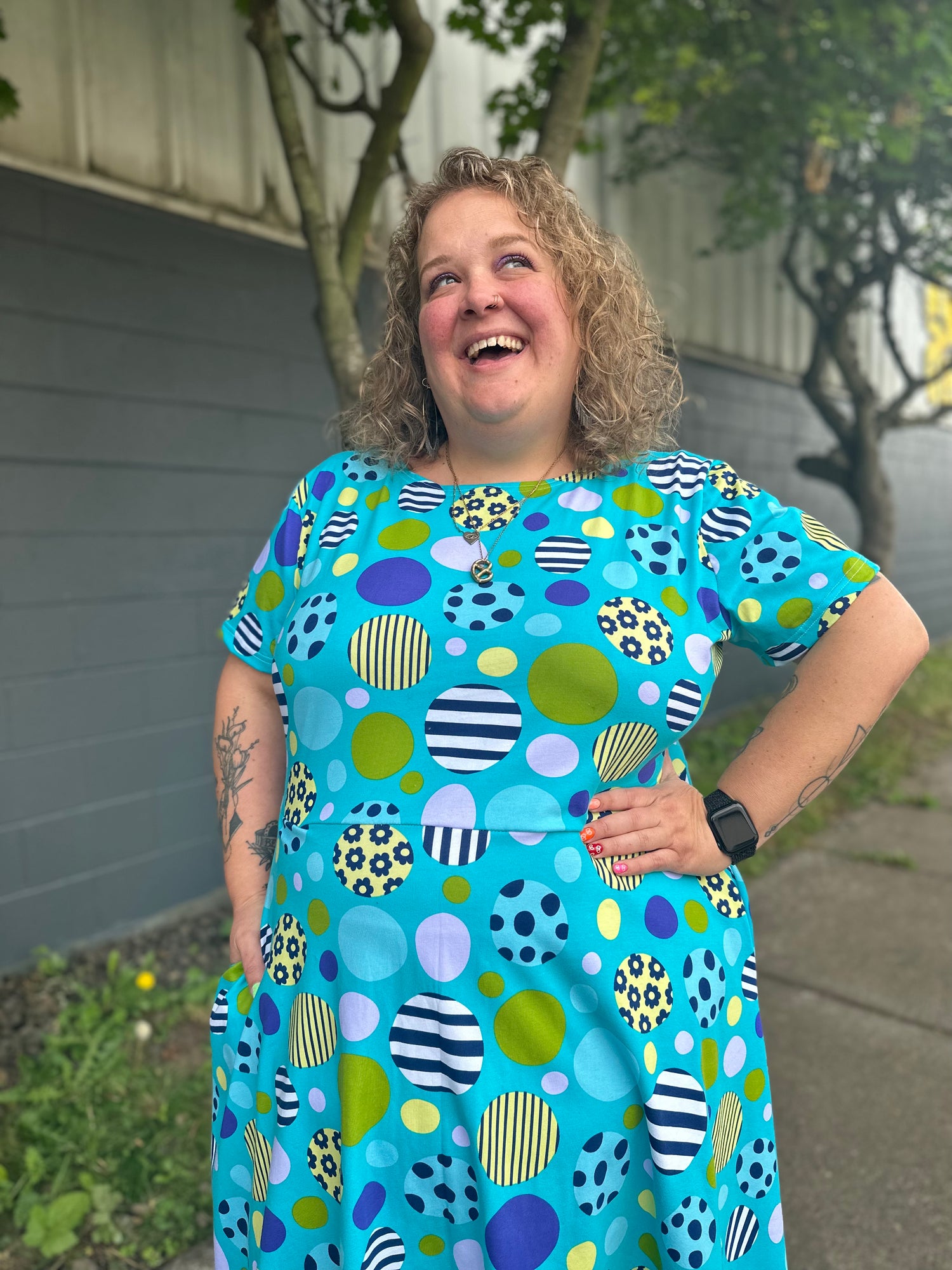 Blue Abstract Dot Katie Dress