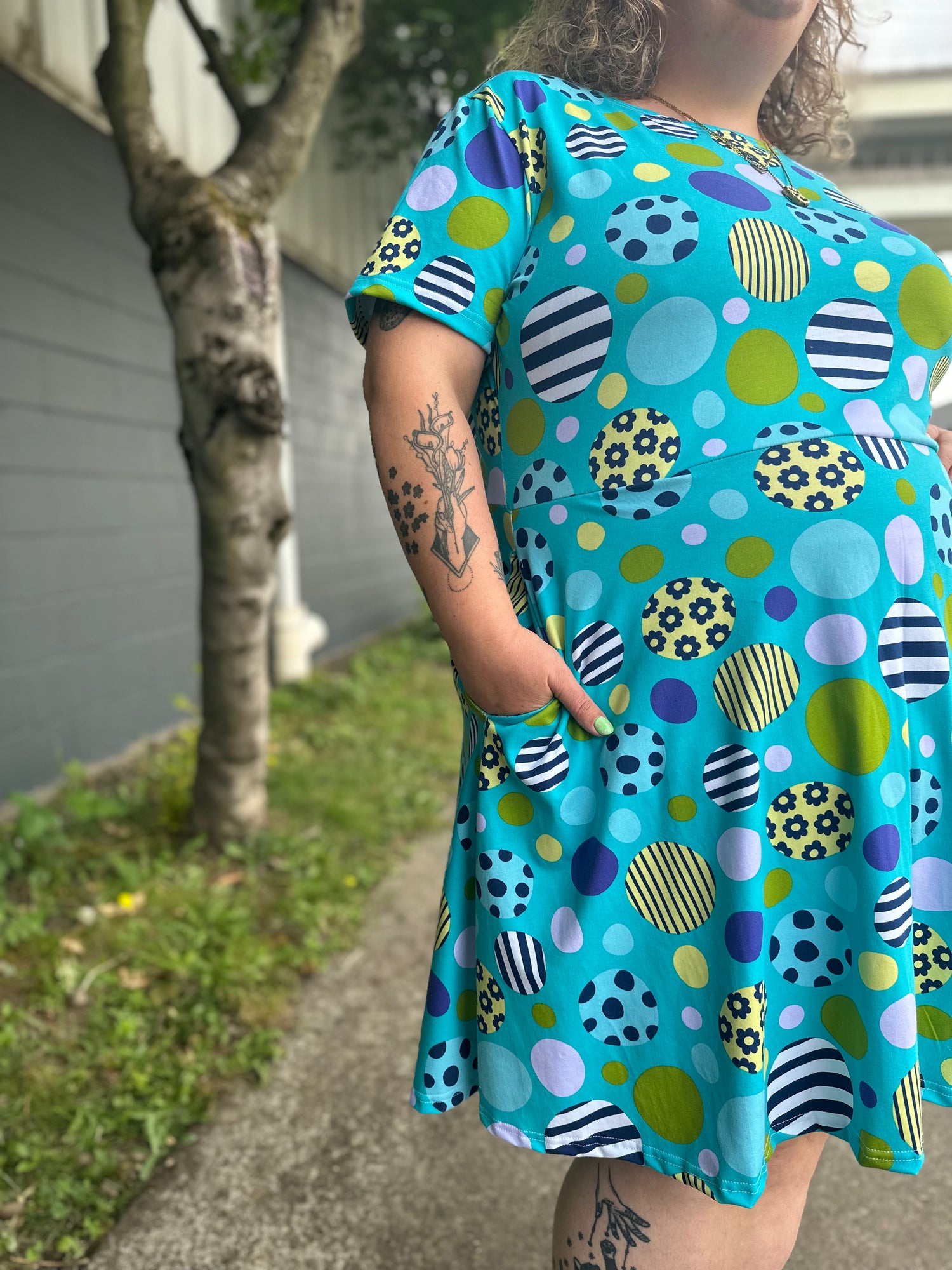 Blue Abstract Dot Katie Dress
