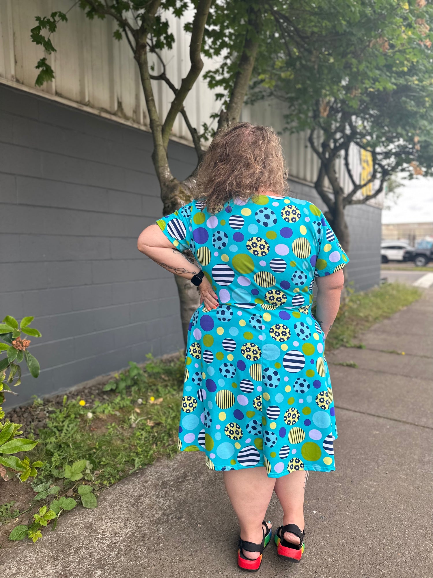 Blue Abstract Dot Katie Dress