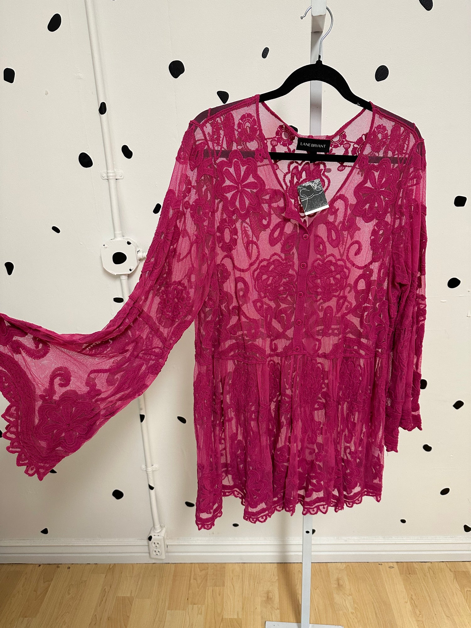 Lane Bryant- 18/20- Pink Flower Mesh Tunic