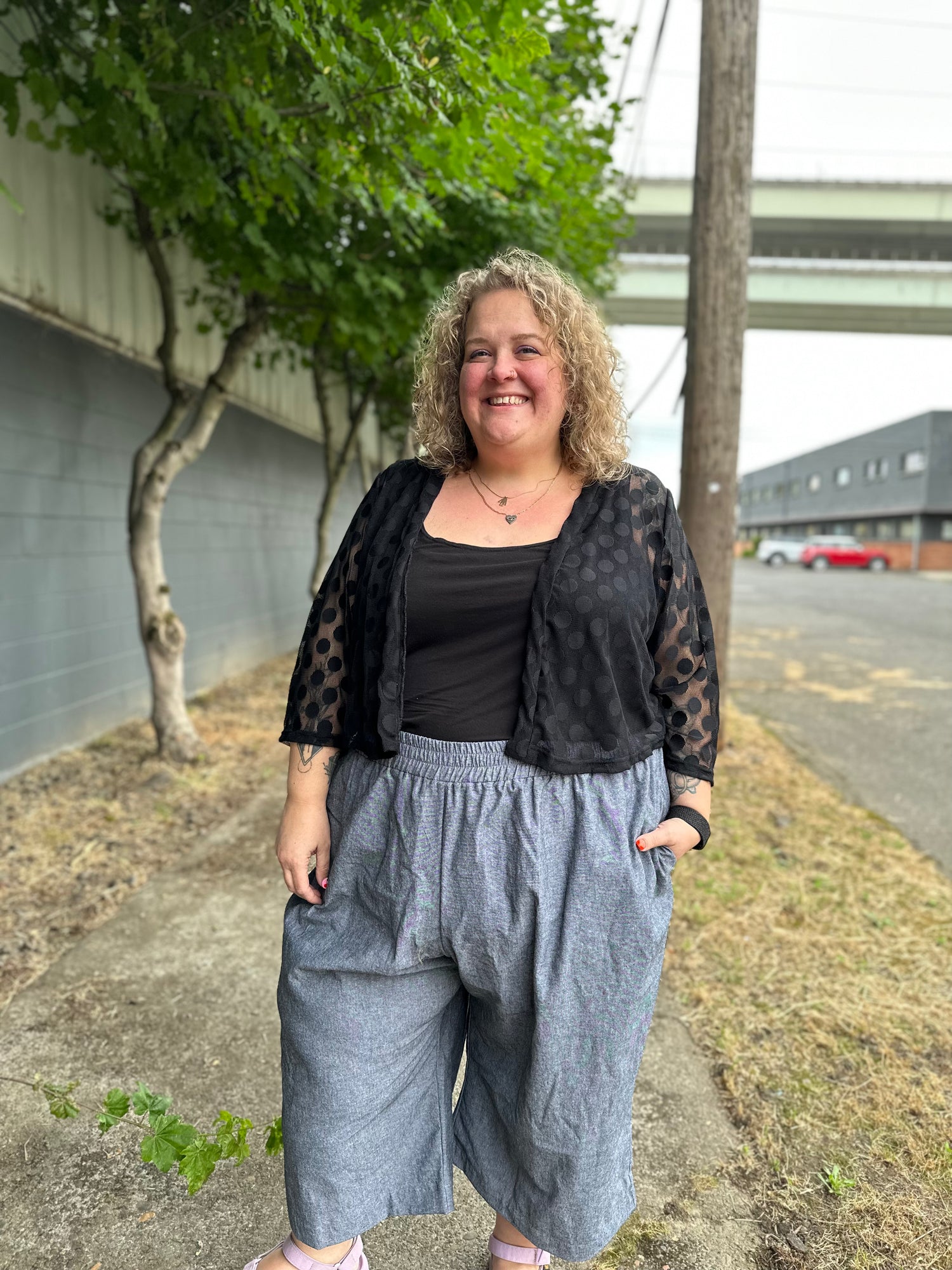 Polka Dot Mesh Cardigan