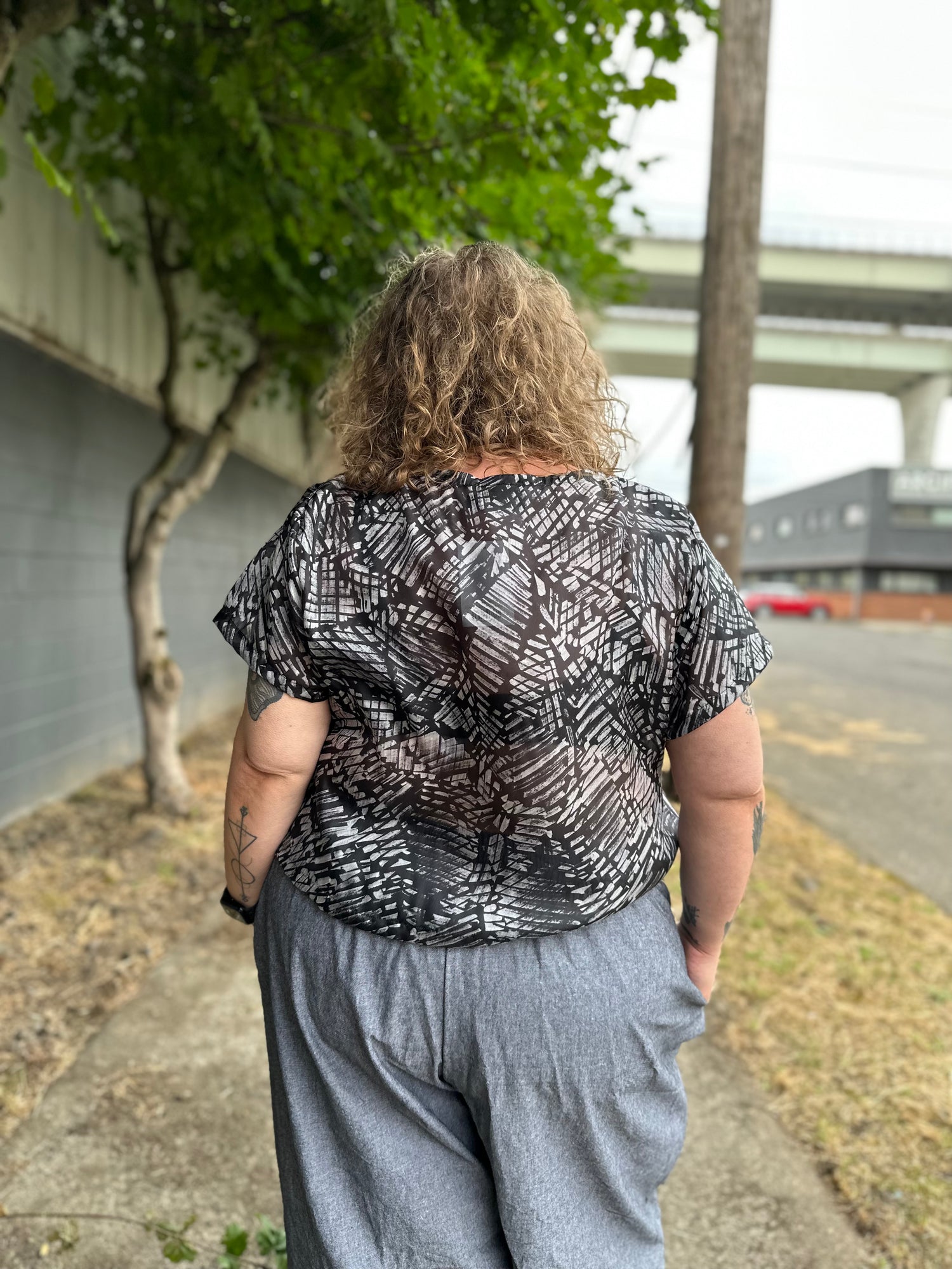 Shades of Grey Silk Crop Top