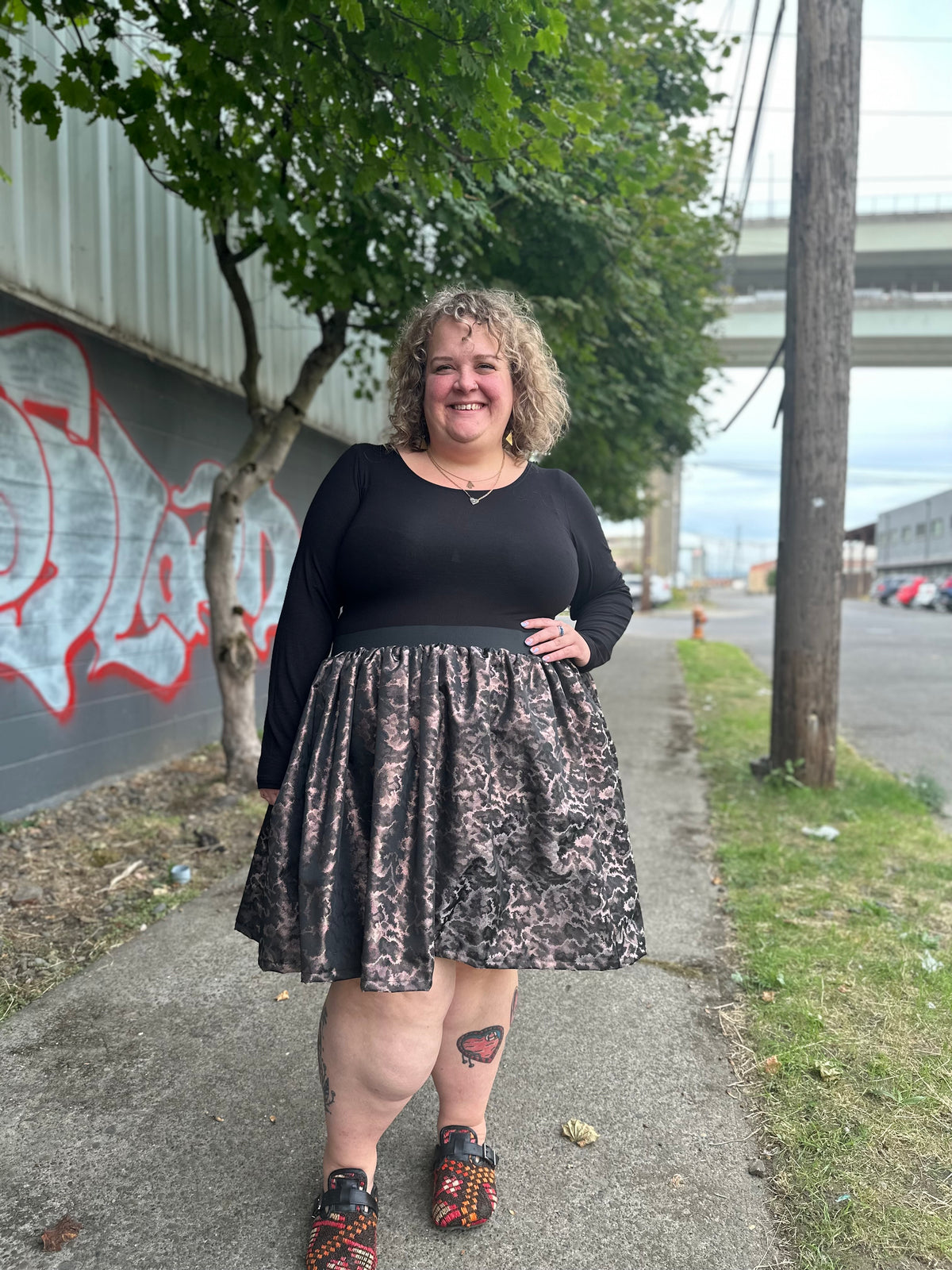 Bronze Brocade Mini Skirt