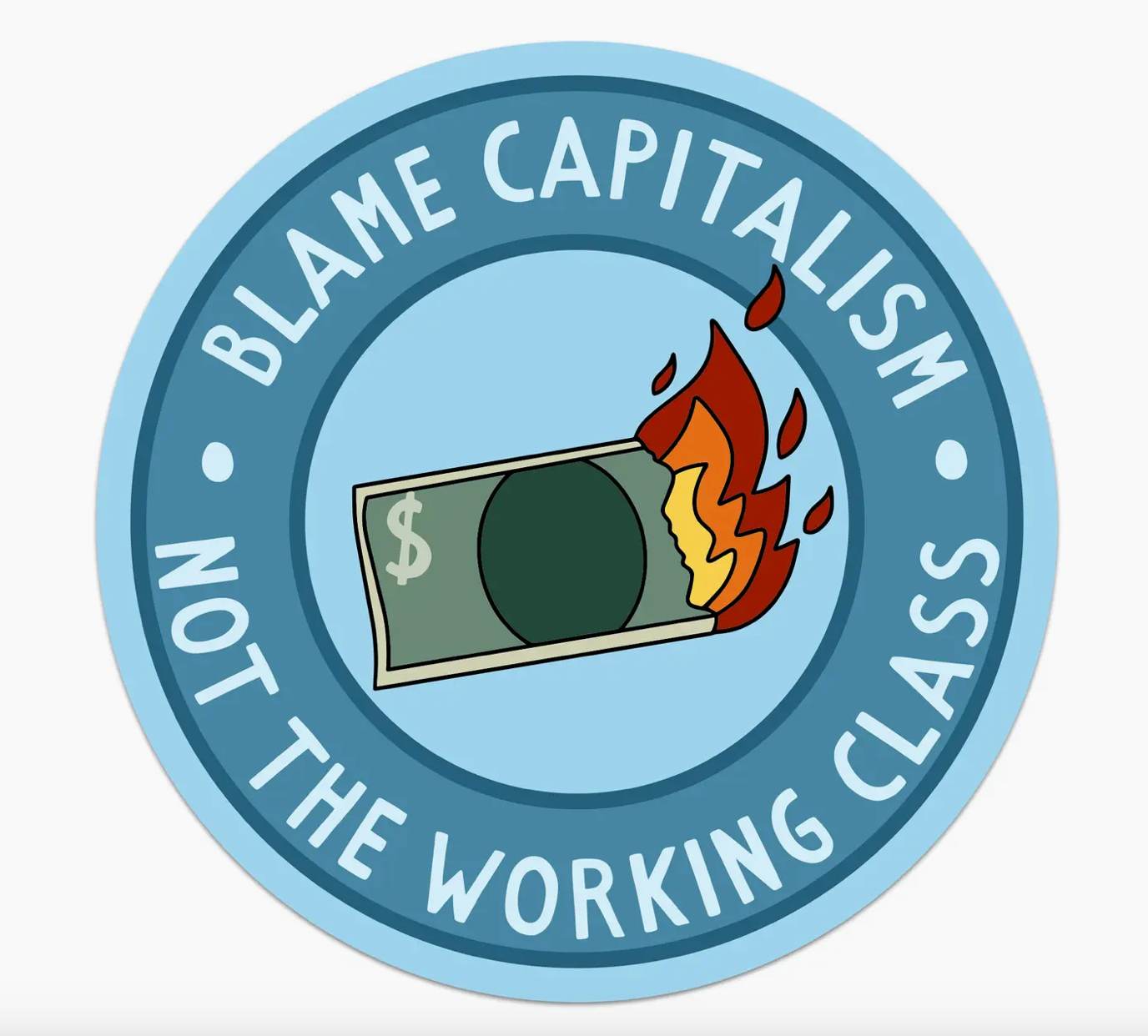 Blame Capitalism Sticker by Mouthy Broad