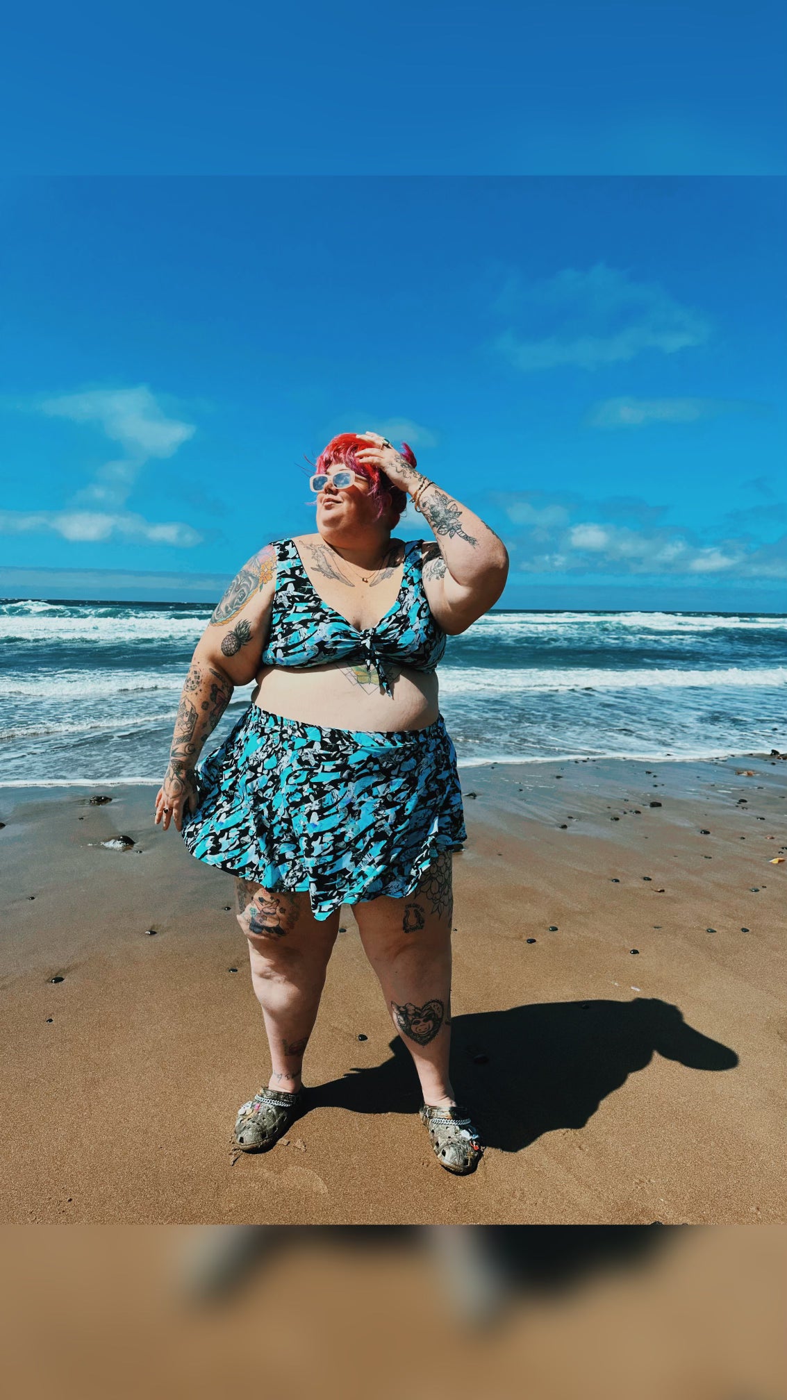 Abstract Prints Swim Skirt- Copper Union x KD designs