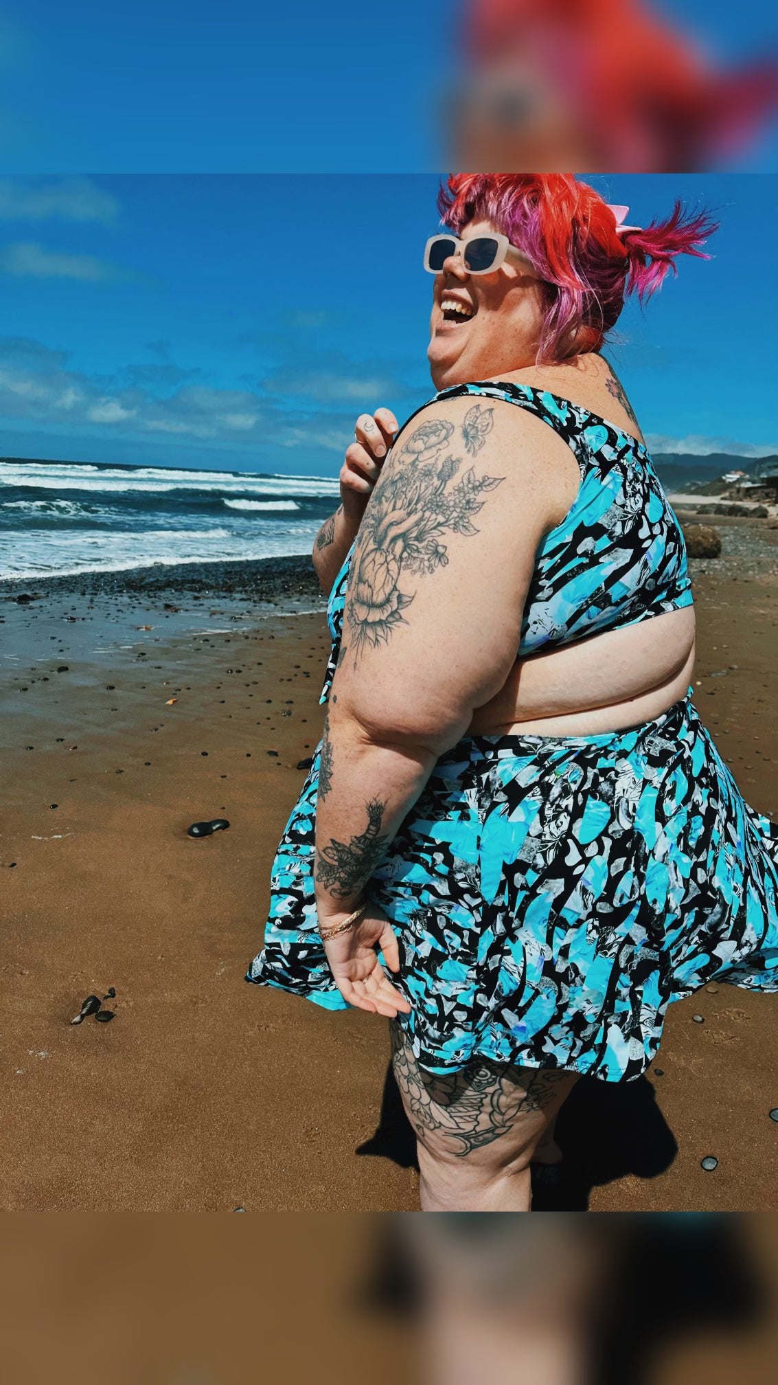 Abstract Prints Swim Skirt- Copper Union x KD designs