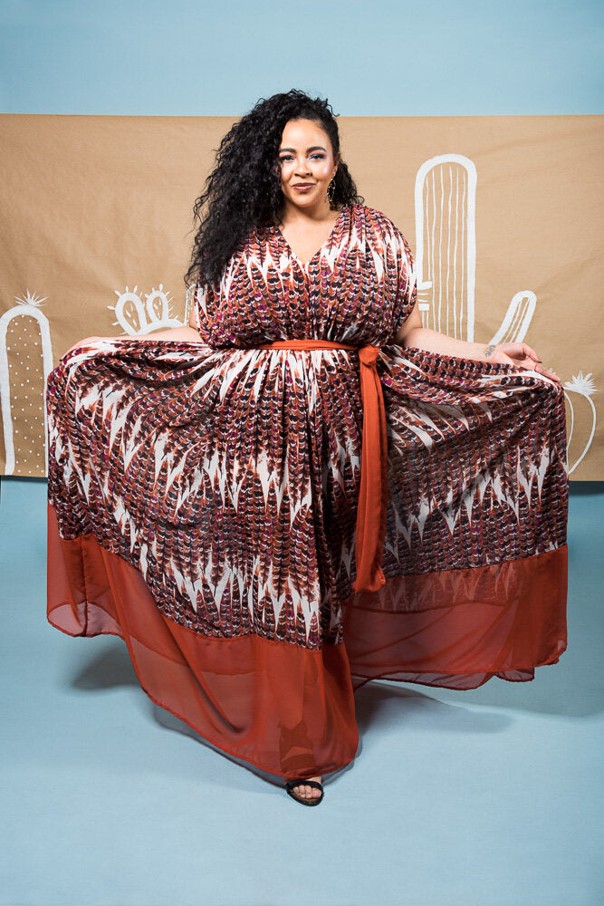 Feather Print Maxi Dress