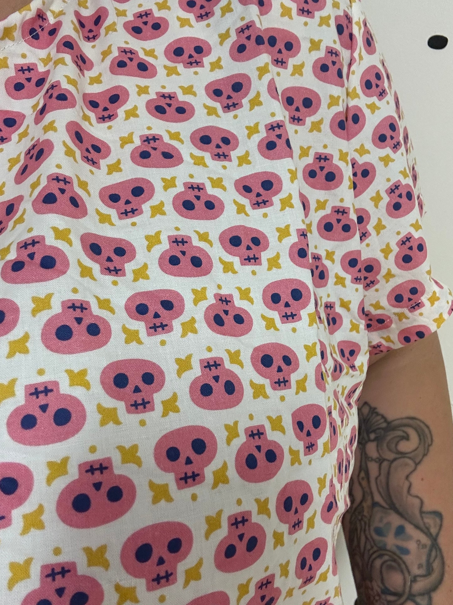 Pink Skulls Crop Top