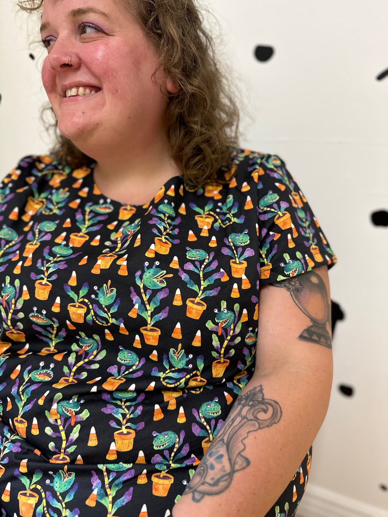 Halloween Plant Monster Shirt Dress