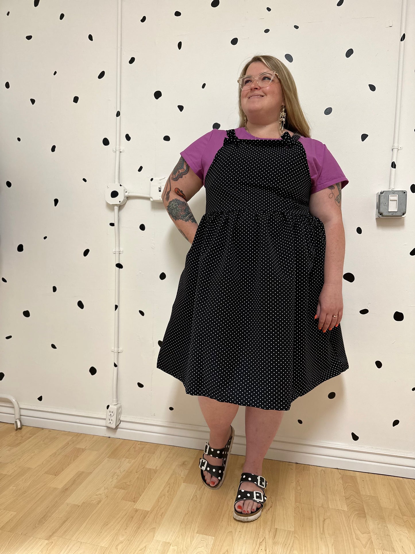 Polka Dot Overall Dress