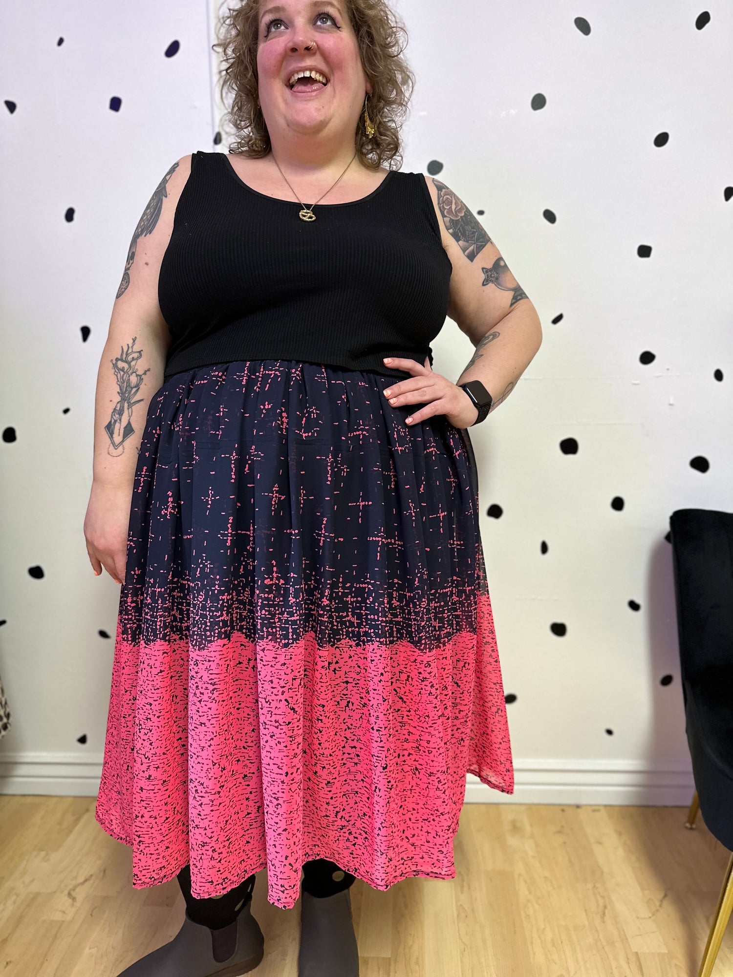 Abstract Ombrè Midi Skirt