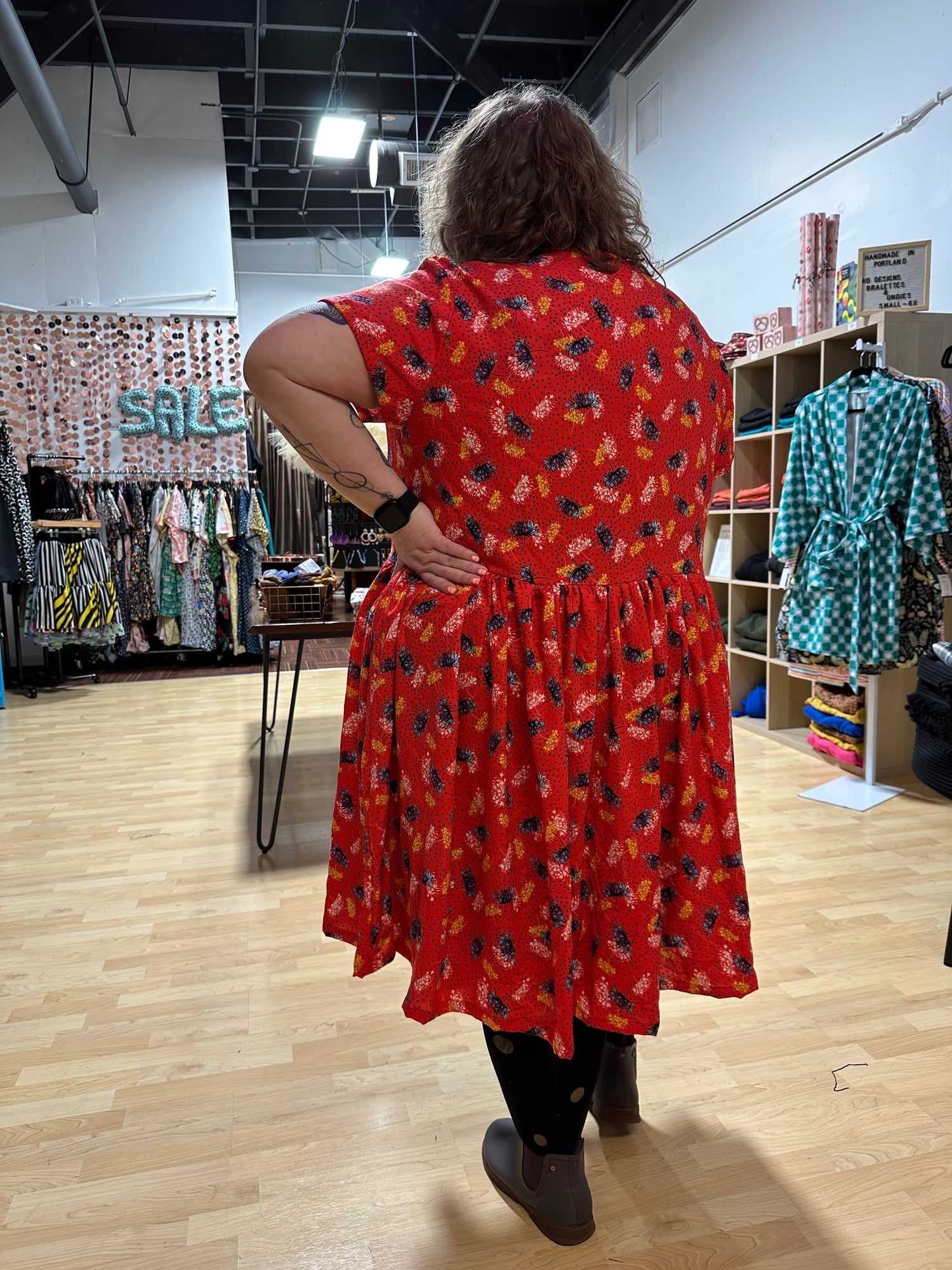 Red Floral Ty Dress