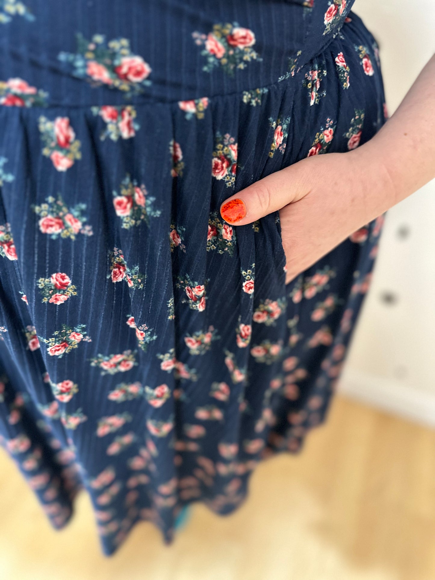 Ruby Dress in Blue Floral Rib by Alyson Clair