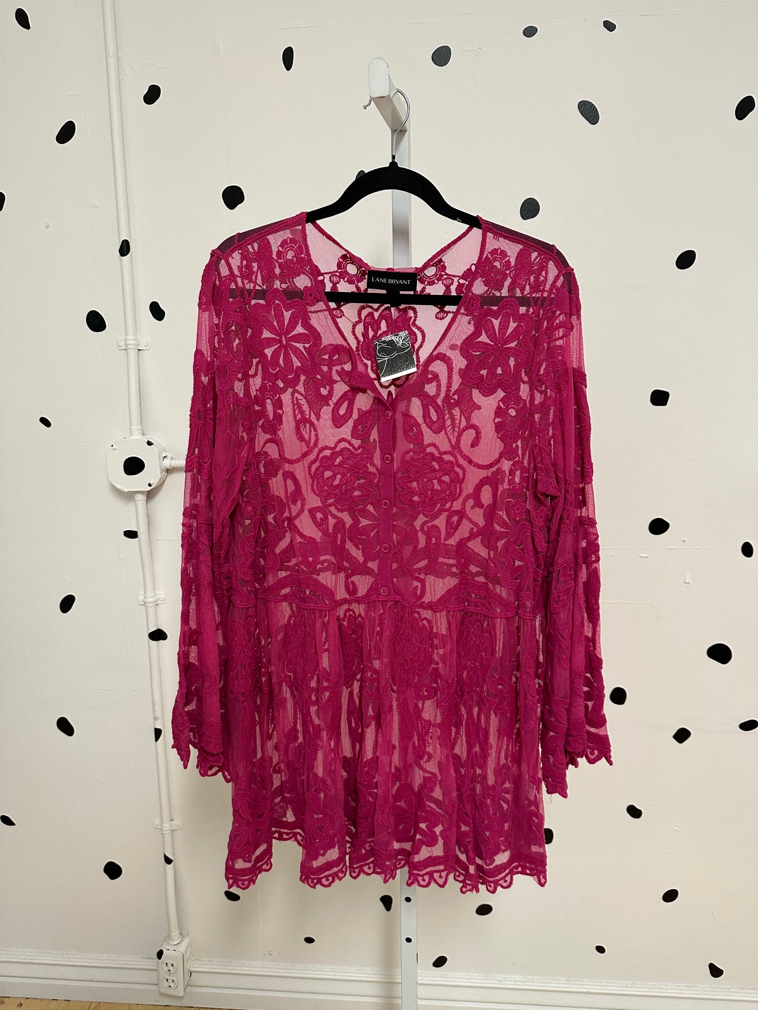 Lane Bryant- 18/20- Pink Flower Mesh Tunic