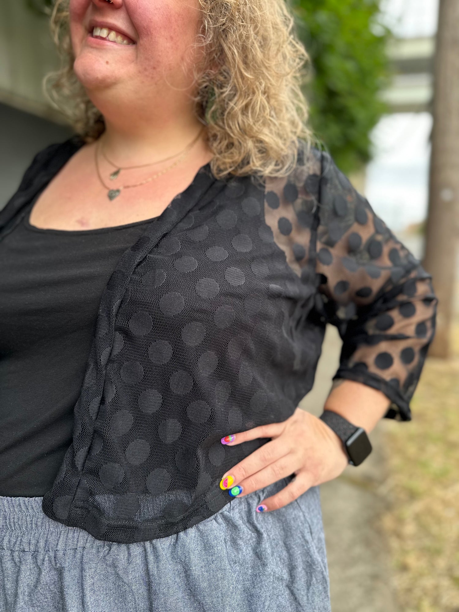 Polka Dot Mesh Cardigan