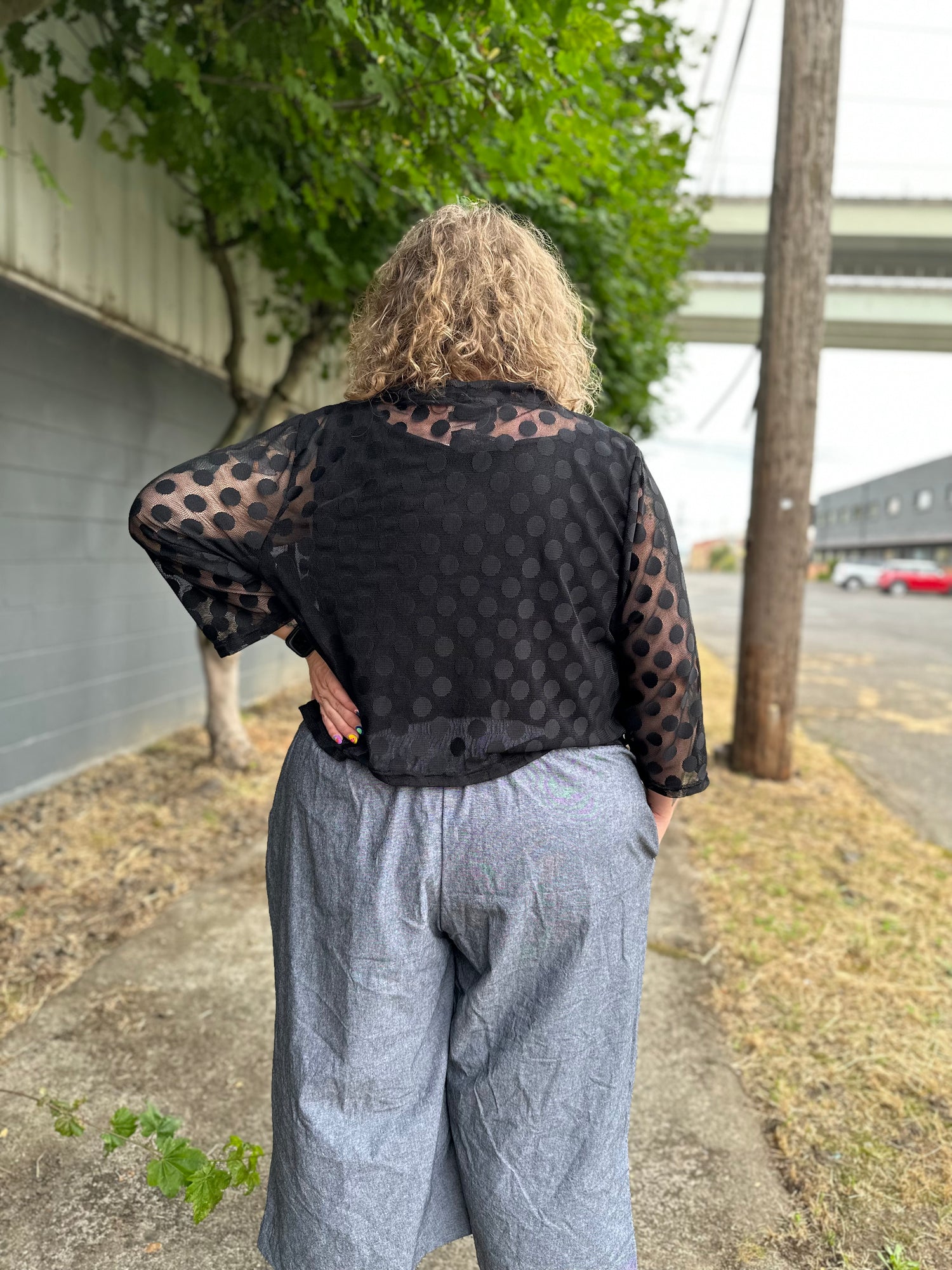 Polka Dot Mesh Cardigan