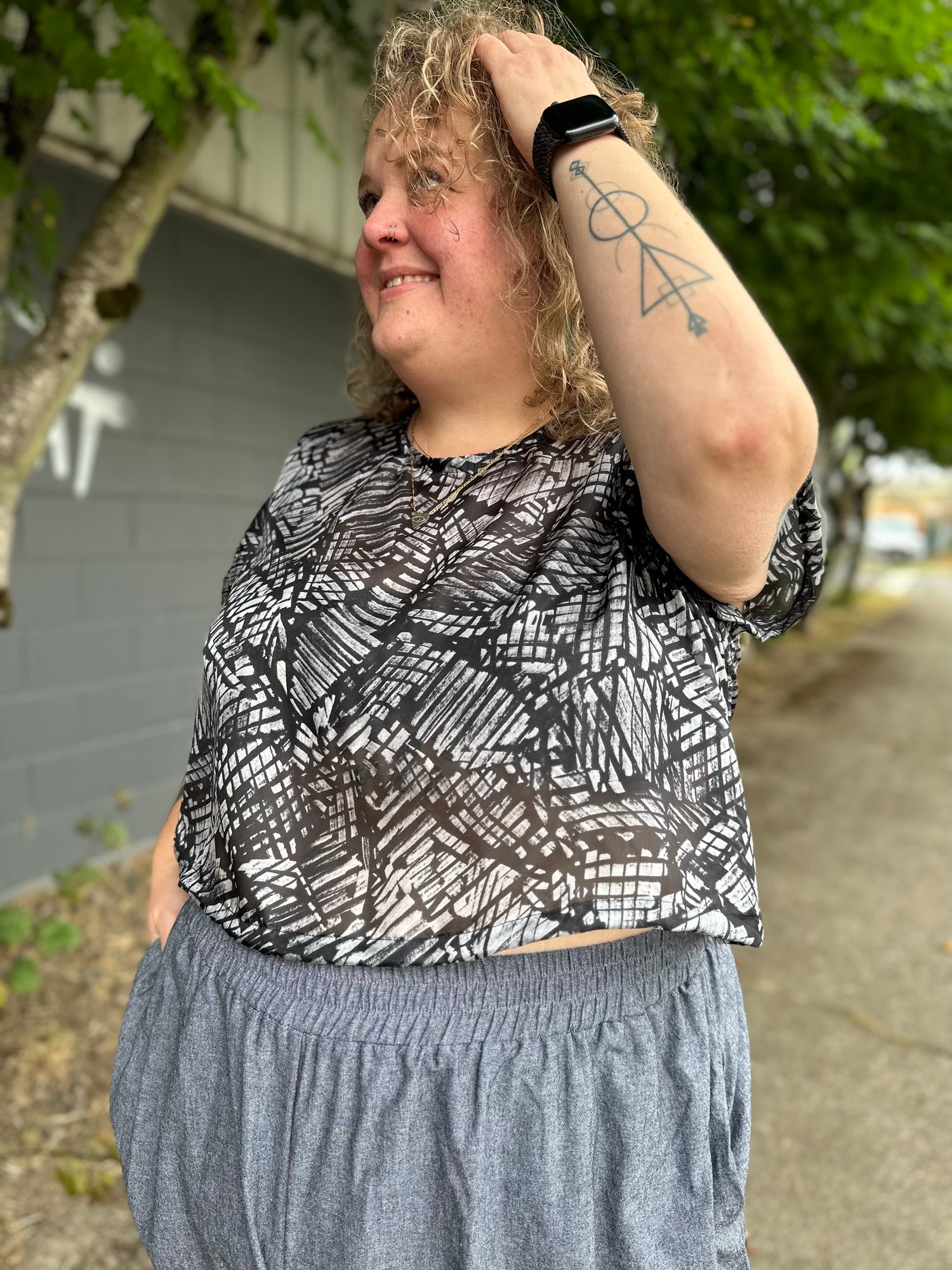 Shades of Grey Silk Crop Top
