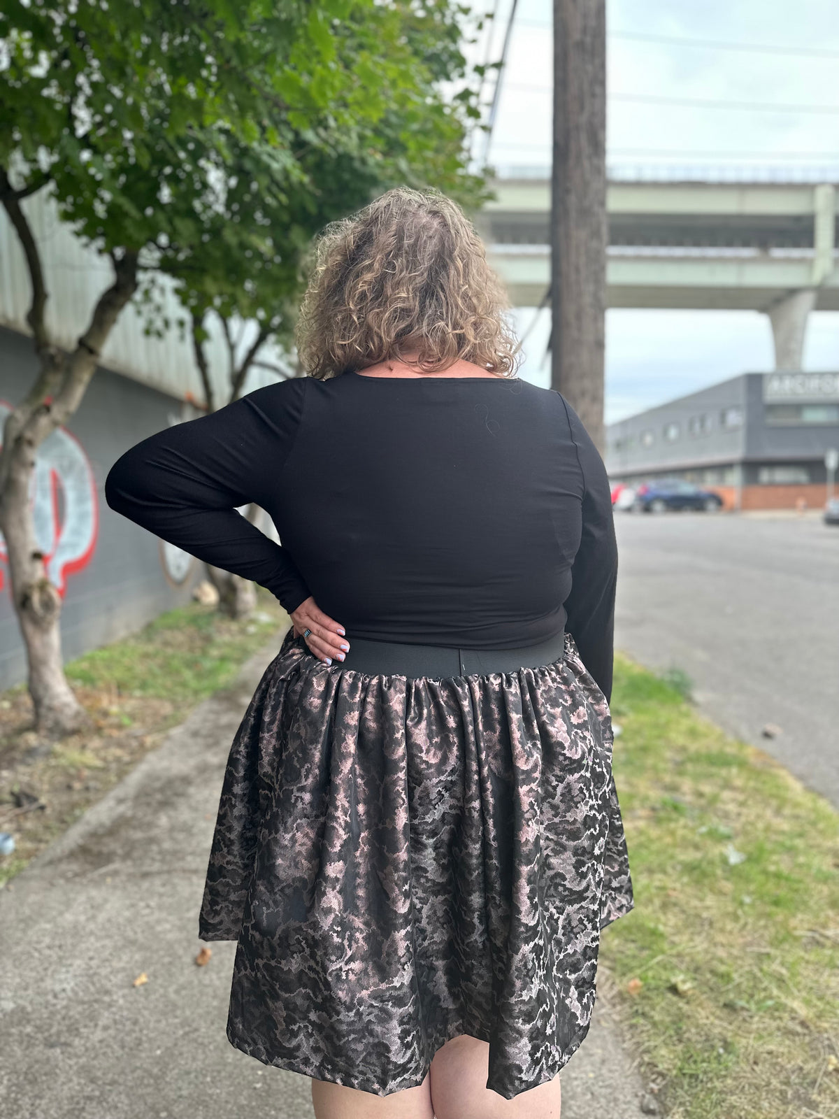Bronze Brocade Mini Skirt