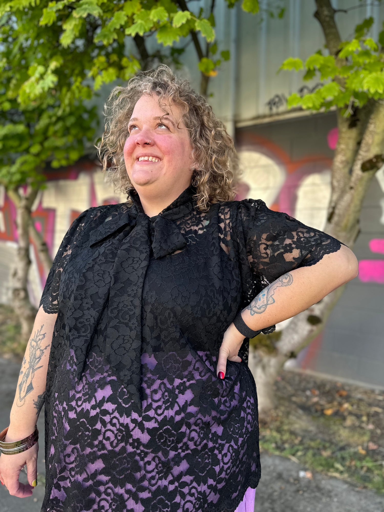 Lace Pussy Bow Blouse
