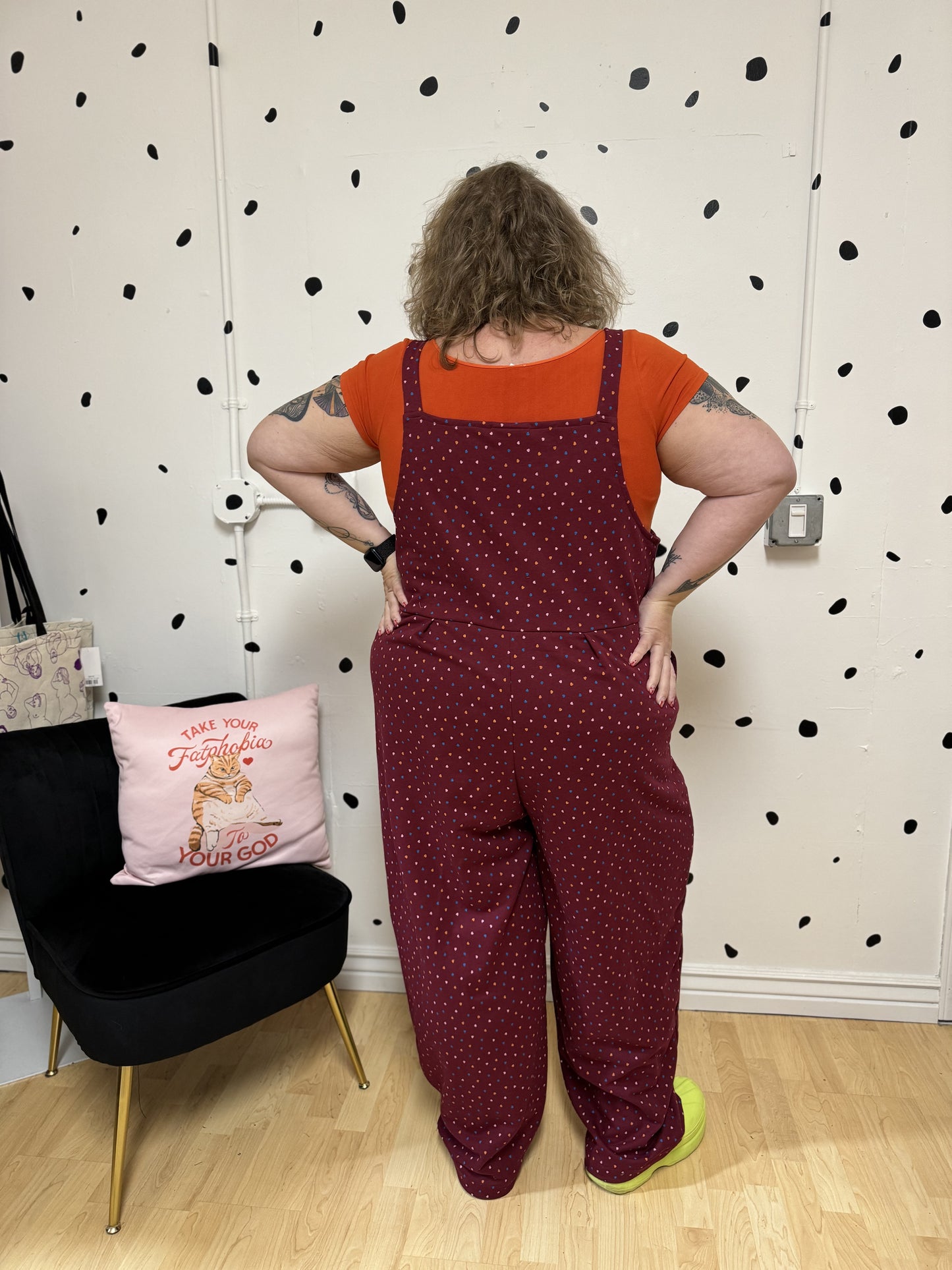 Heart Print Terry Overalls