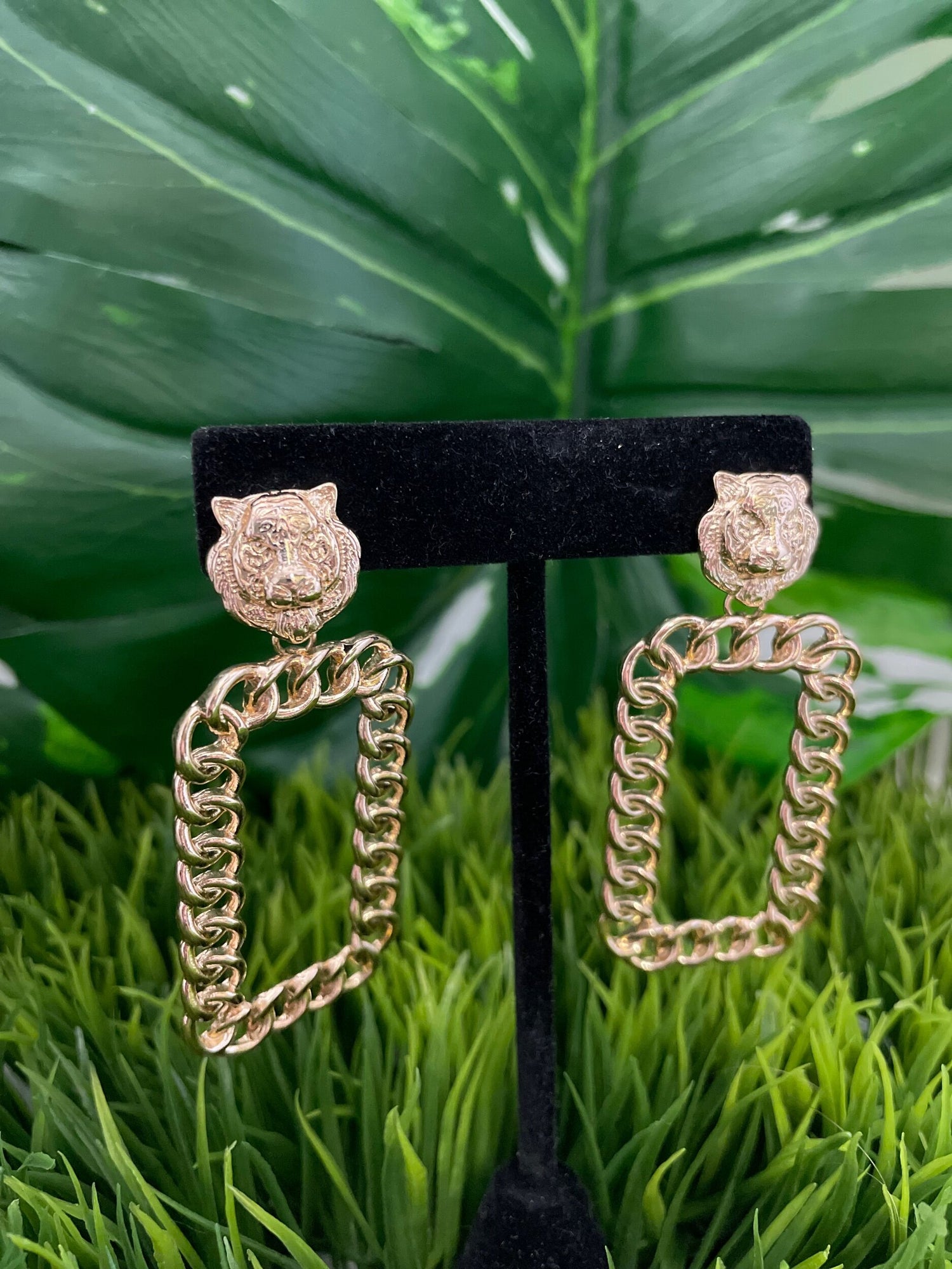 Golden Lion Statement Earrings