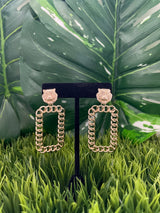 Golden Lion Statement Earrings