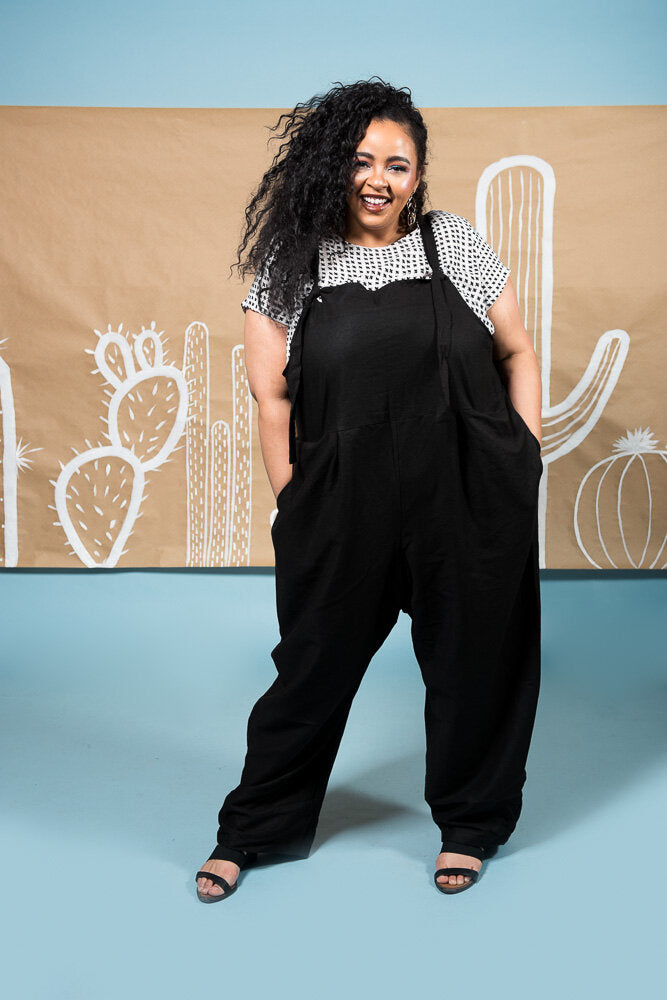 Black overalls best sale plus size