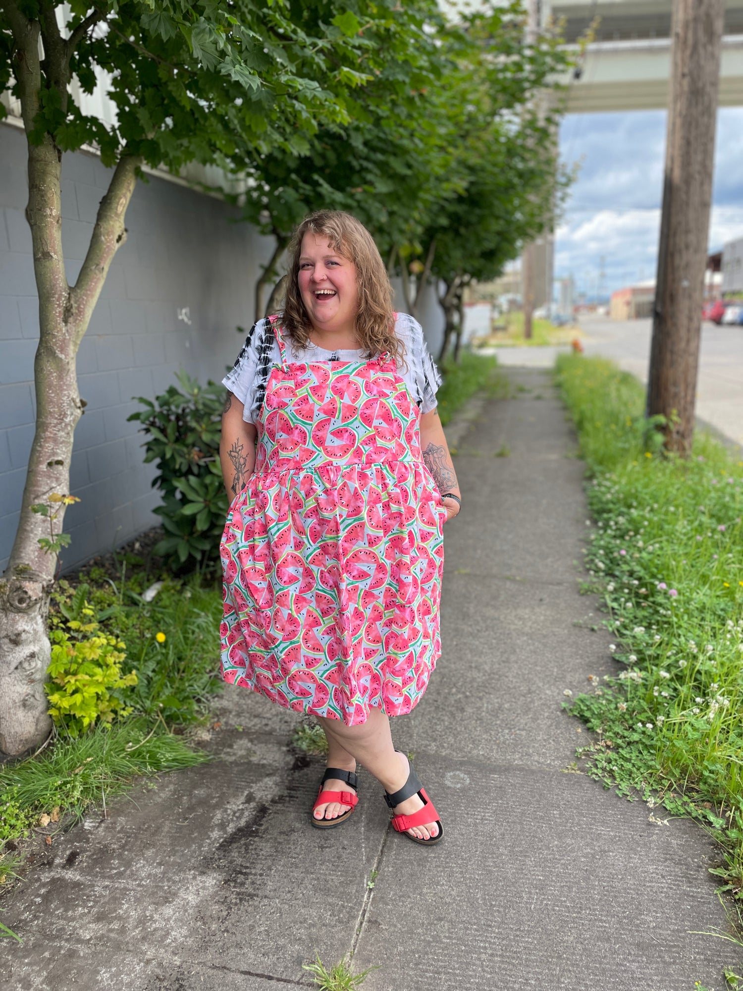 Watermelon Overall Dress