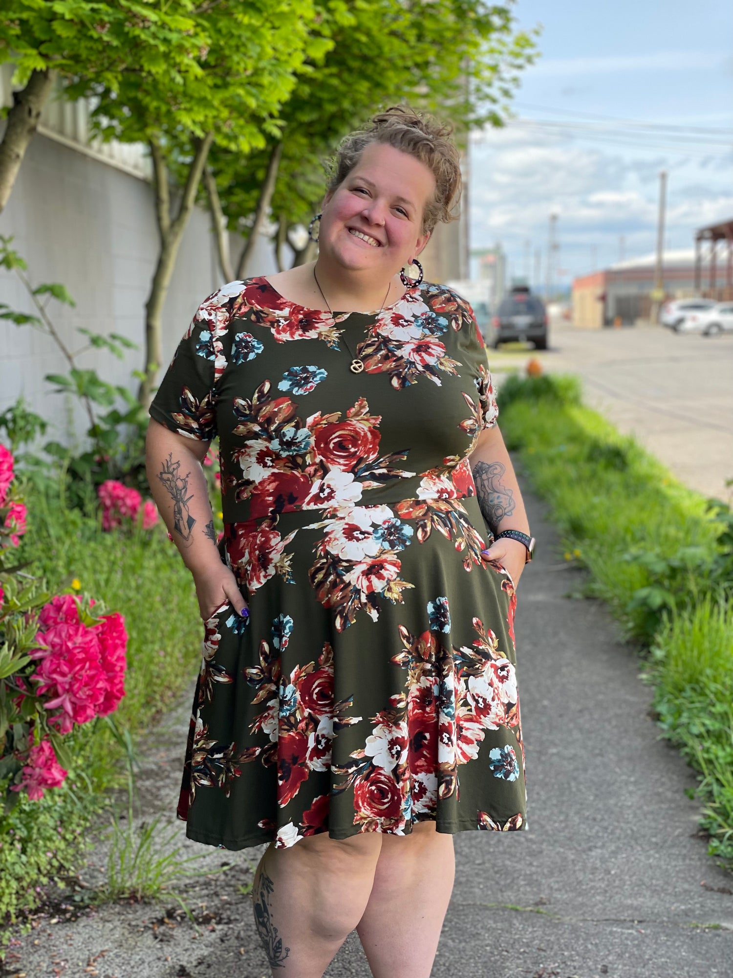 Green Floral Katie Dress