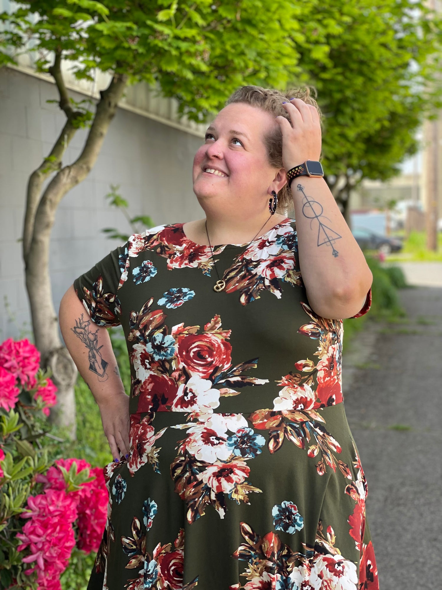 Green Floral Katie Dress