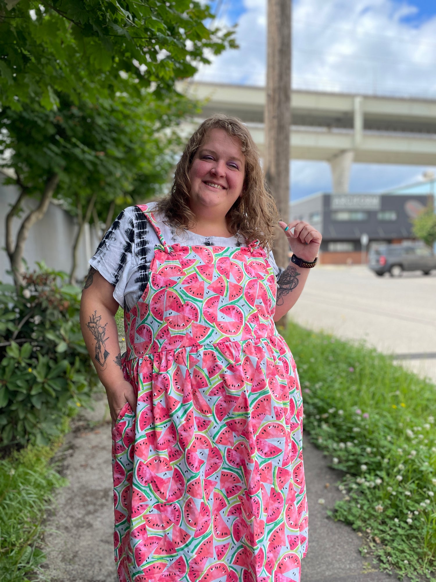 Watermelon Overall Dress