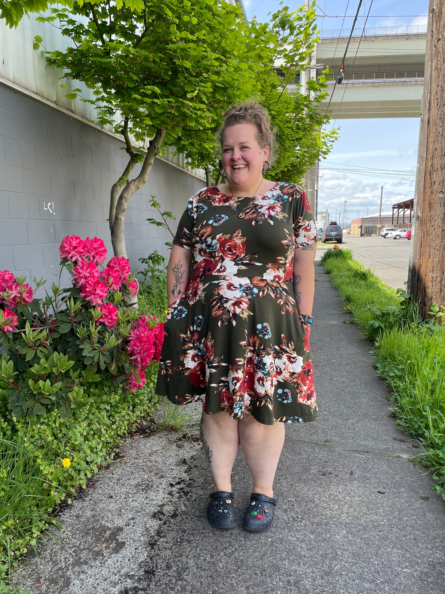 Green Floral Katie Dress