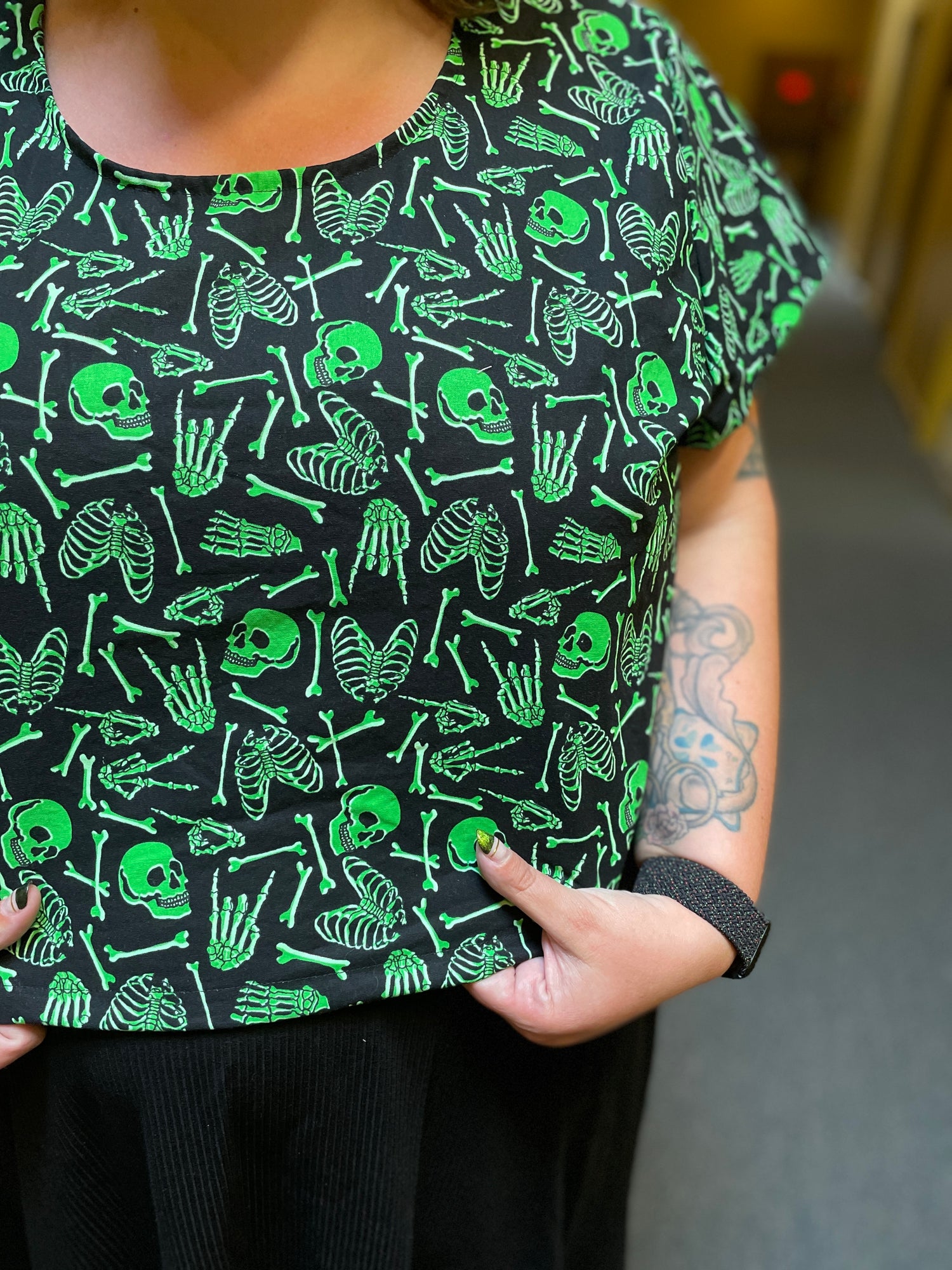 Glow-in-the-Dark Bones Crop Top